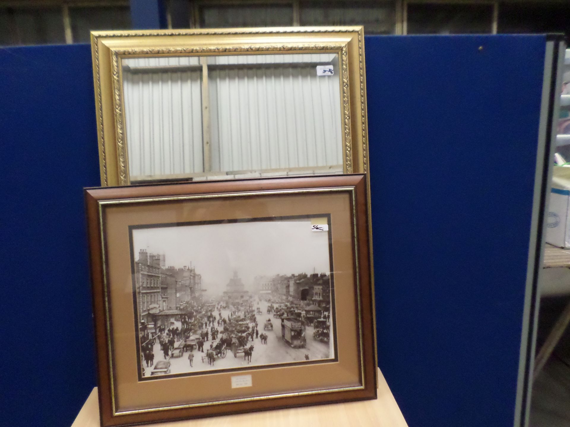 Gilt framed mirror,& Picture of Stockton on Tees