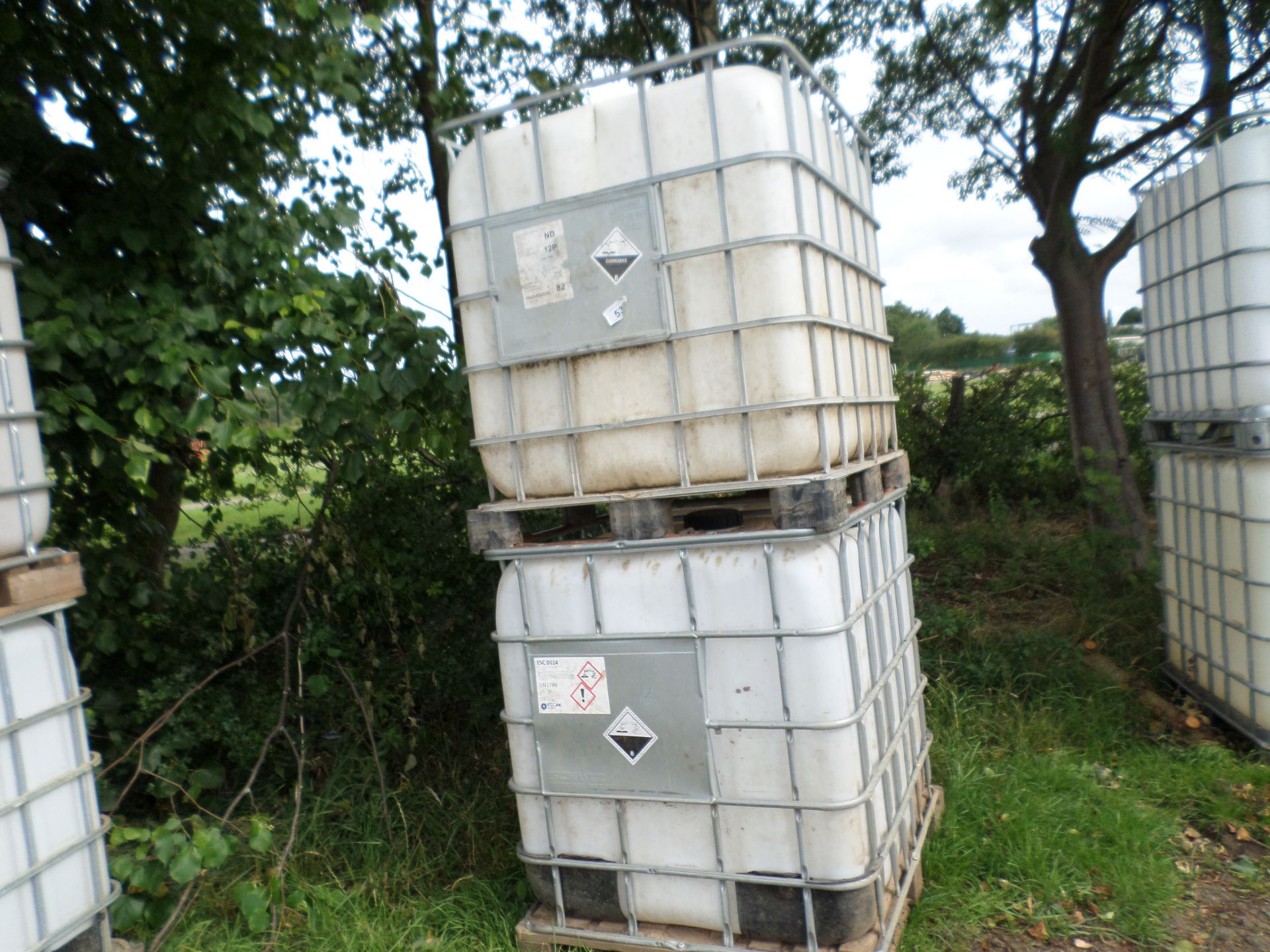 2 x plastic IBCs in metal frame