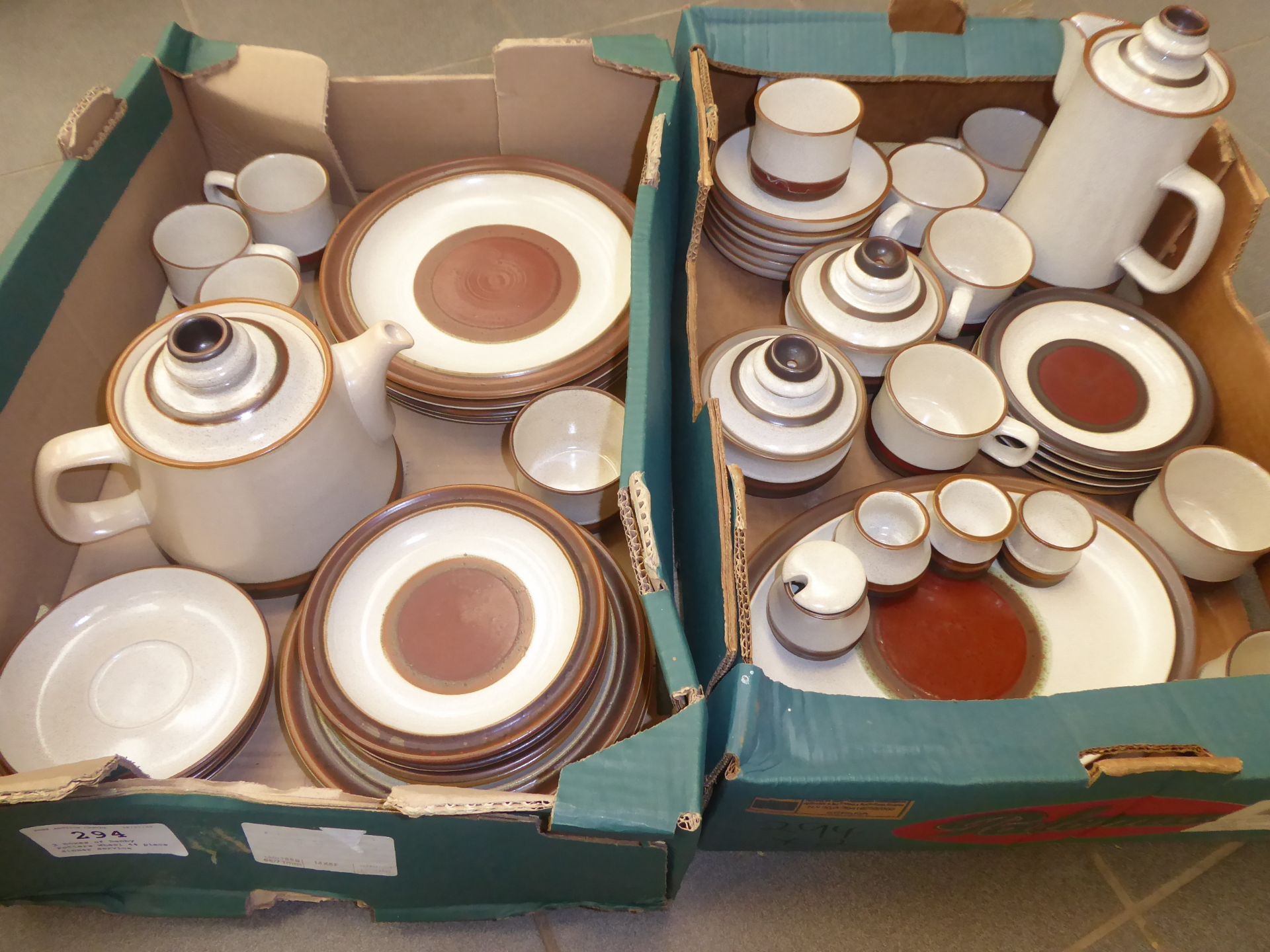 2 boxes of Denby Potters Wheel 44 piece dinner service