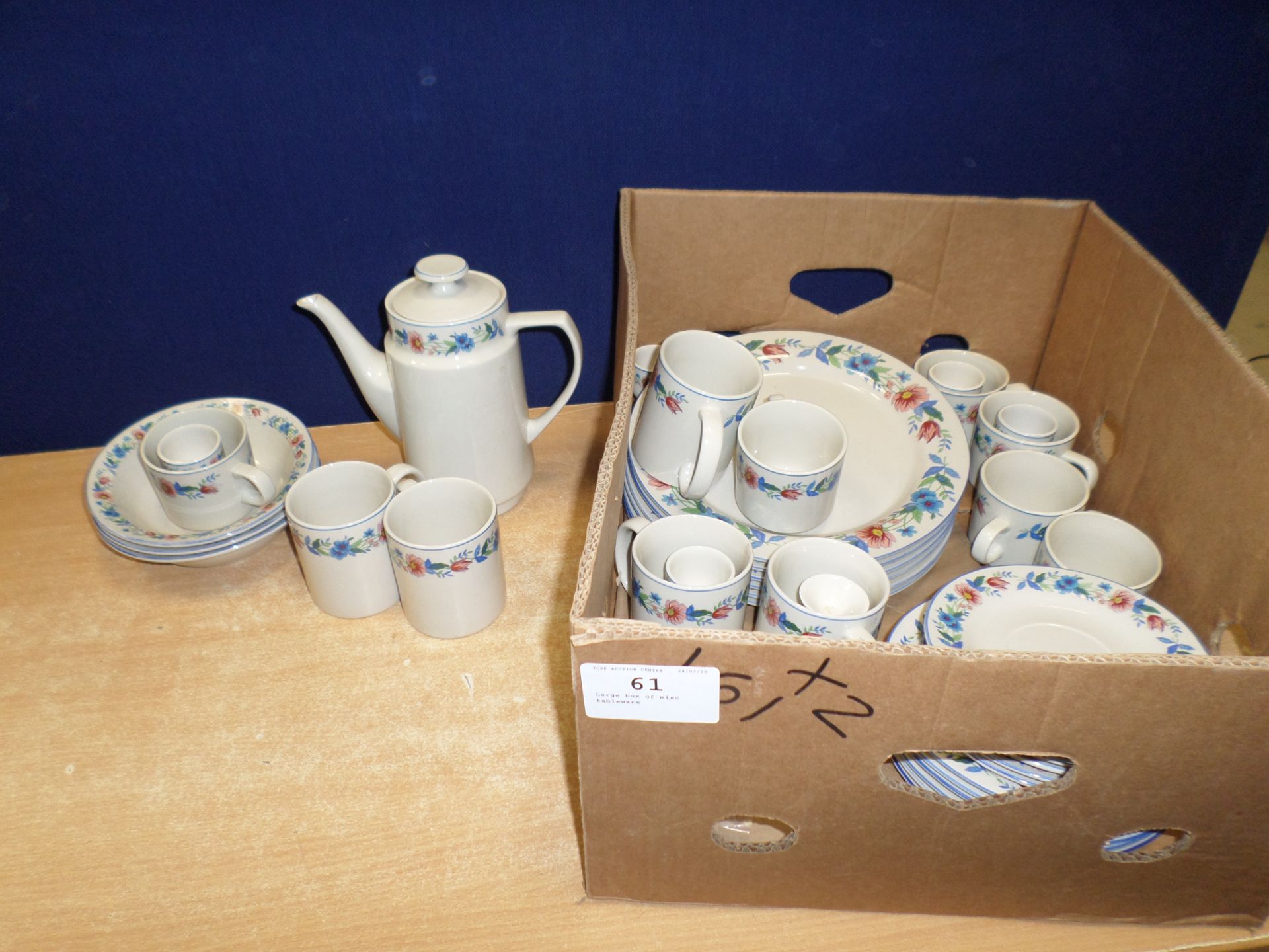 Large box of misc tableware