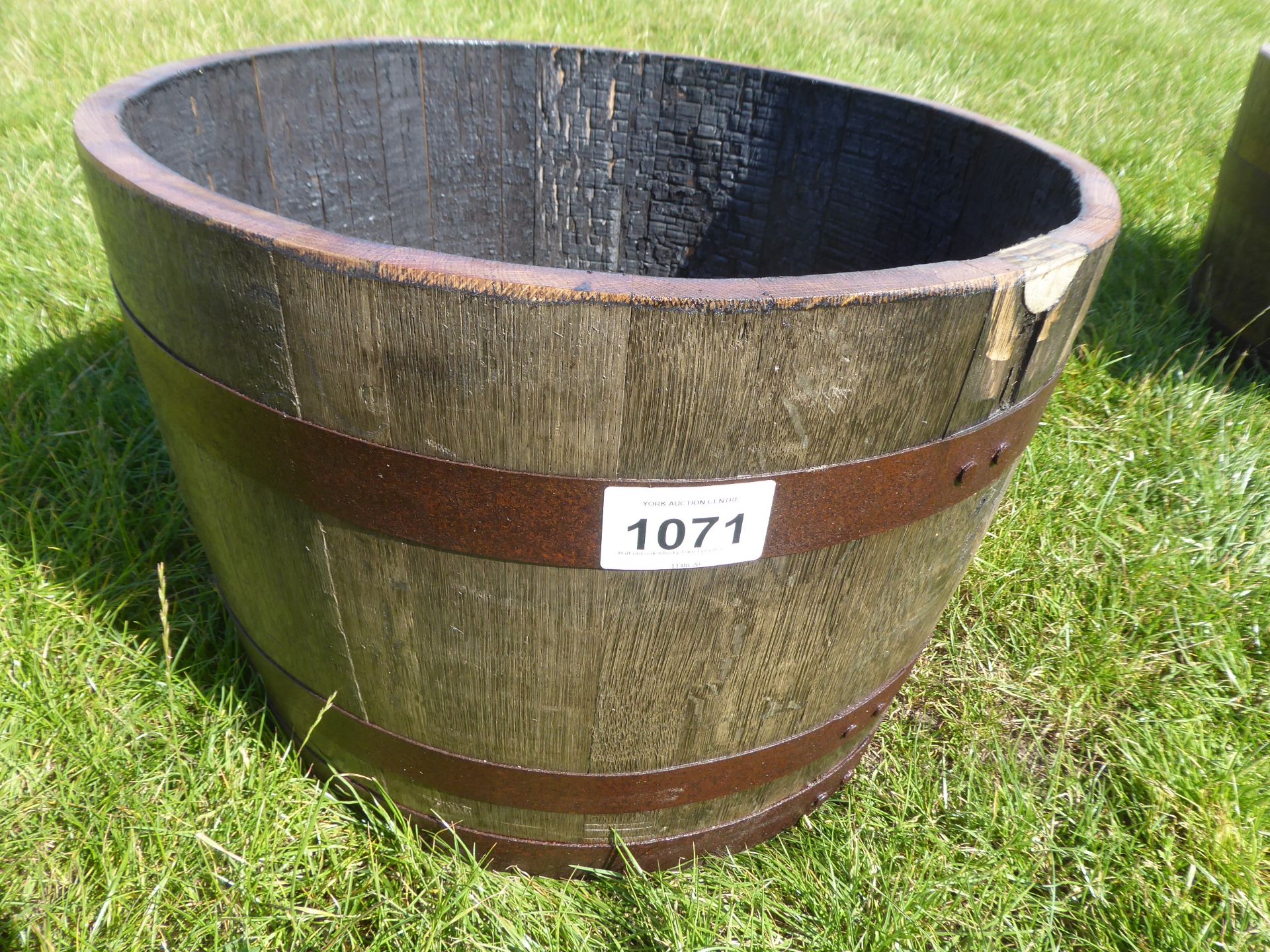 Half old oak whisky barrel planter NO VAT