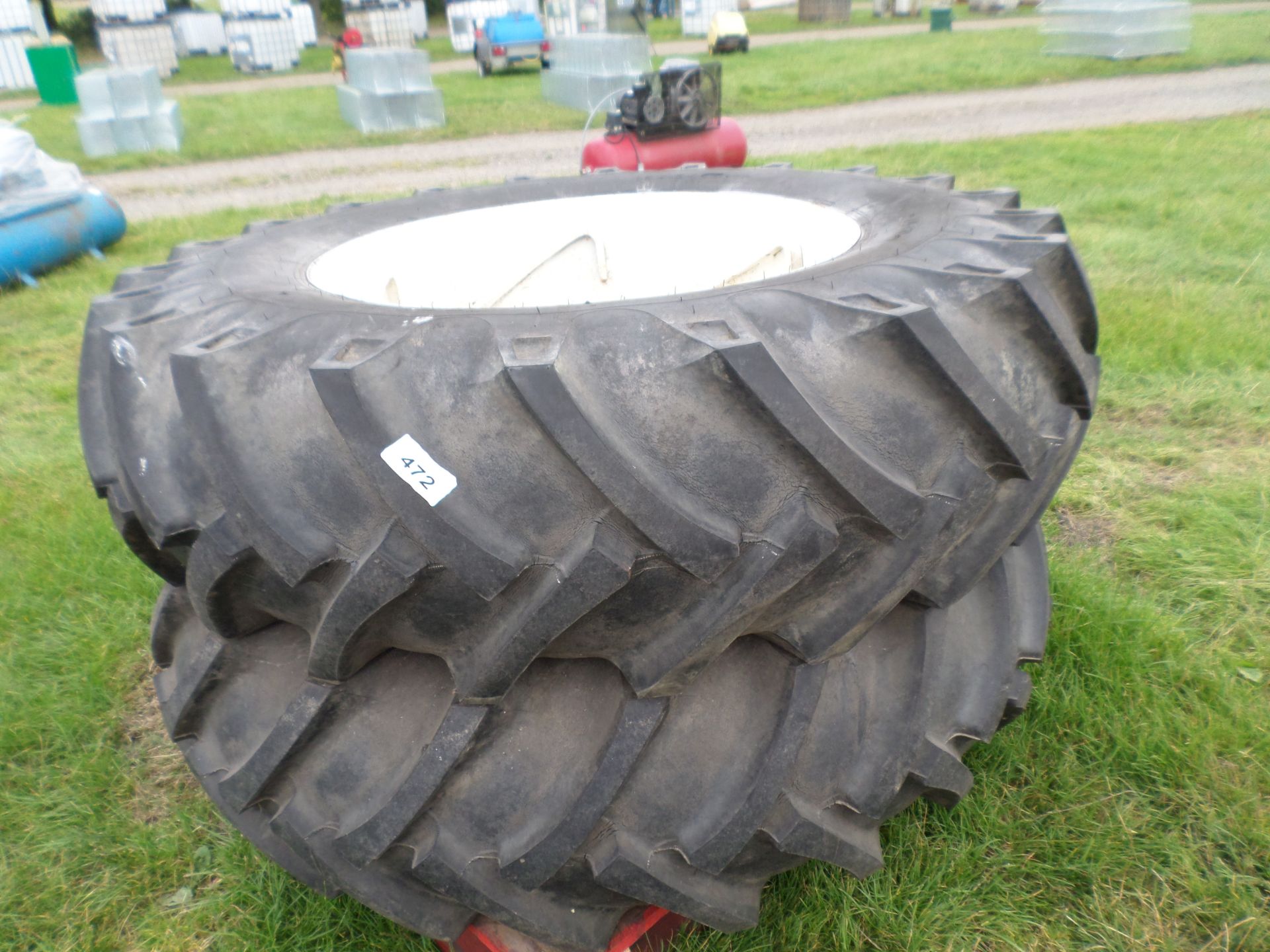 Pair of MF PAVT wheels/tyres 18.4/34, 95\% tread, excellent condition