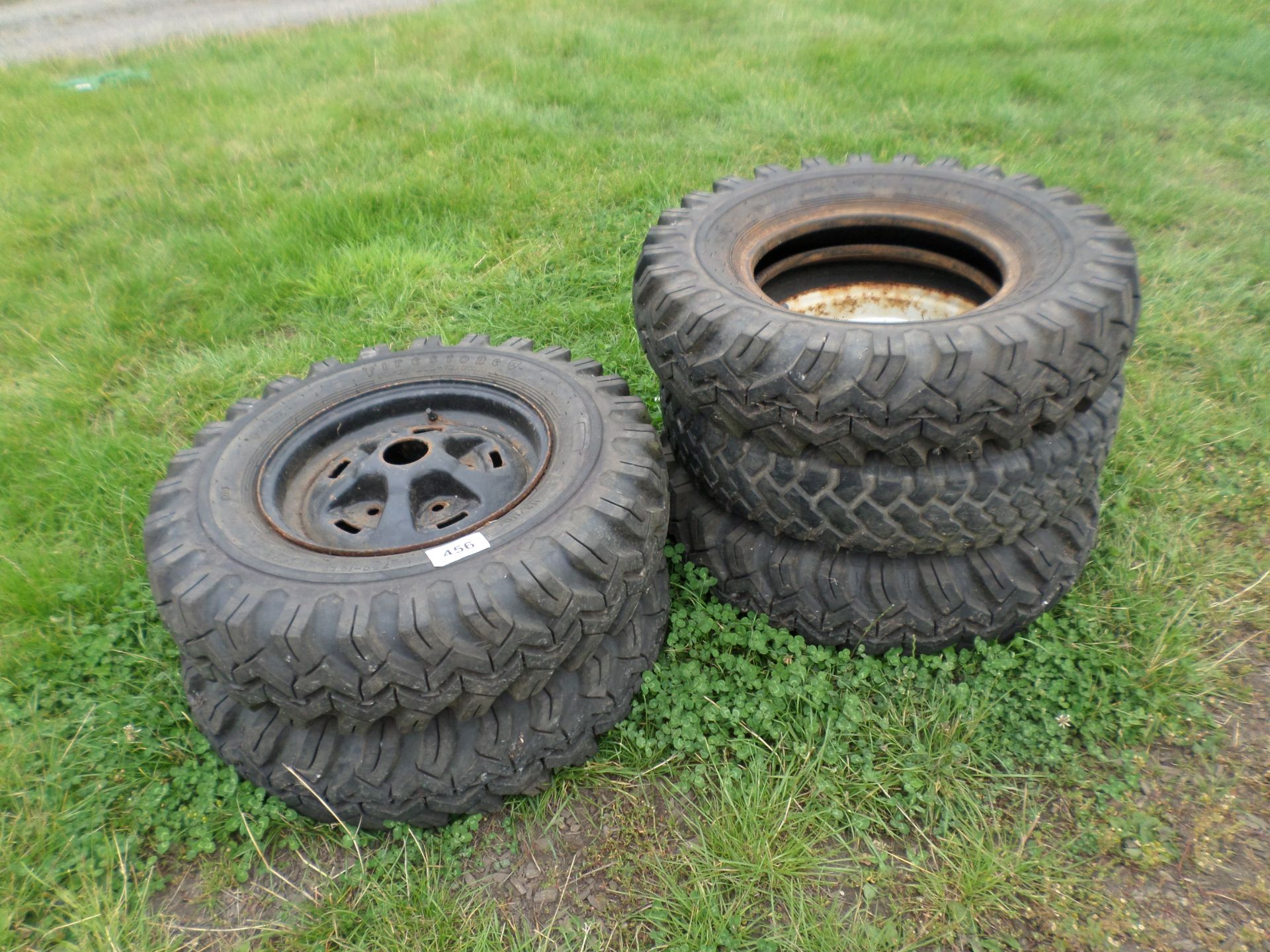 T & C mud tyres on 2 Rostyk Landrover/Range Rover rims & 2 Landrover rims, NO VAT