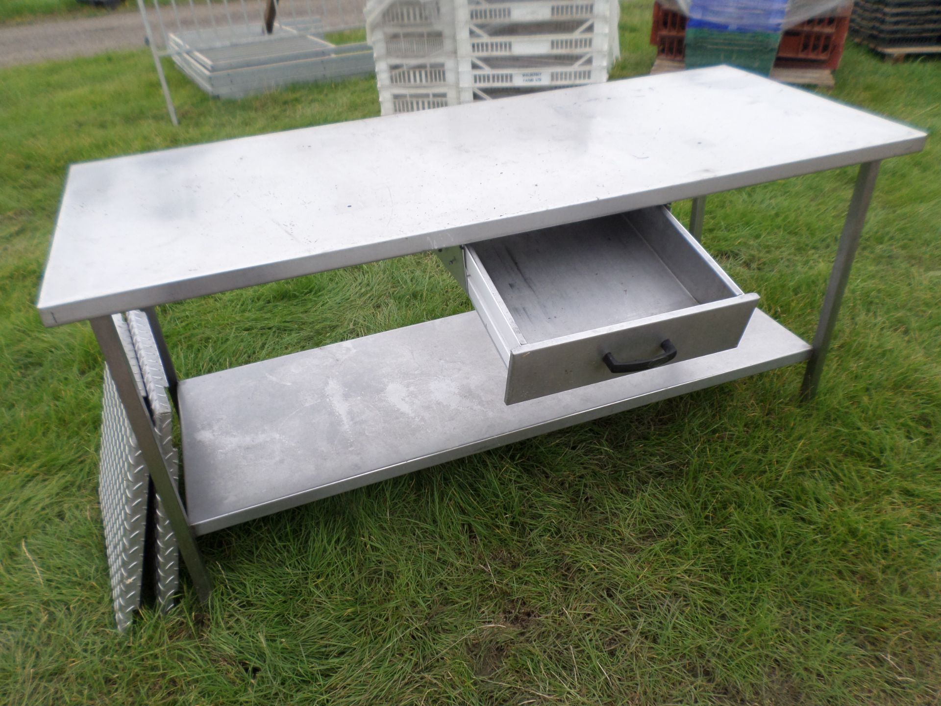 Stainless steel table and shelves