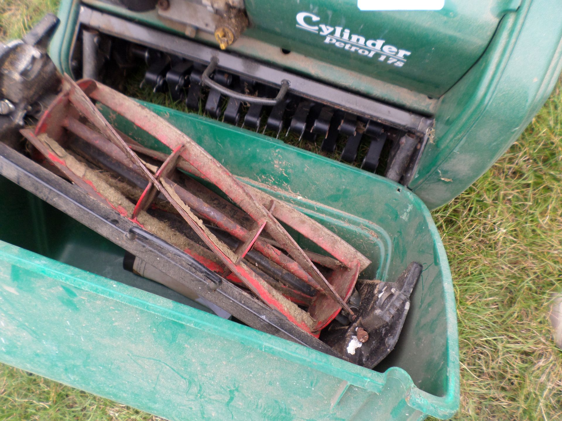 Suffolk Punch petrol mower c/w cylinder blade and scrabbler - Image 2 of 2