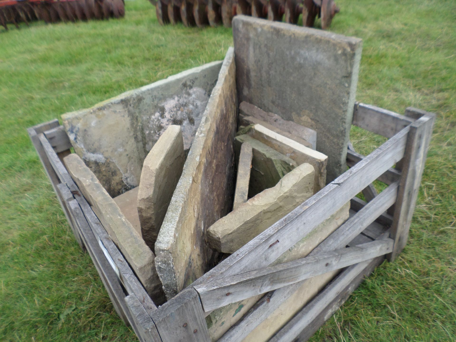 17 pieces of assorted York stone slabs making 4.66sq.m. NO VAT