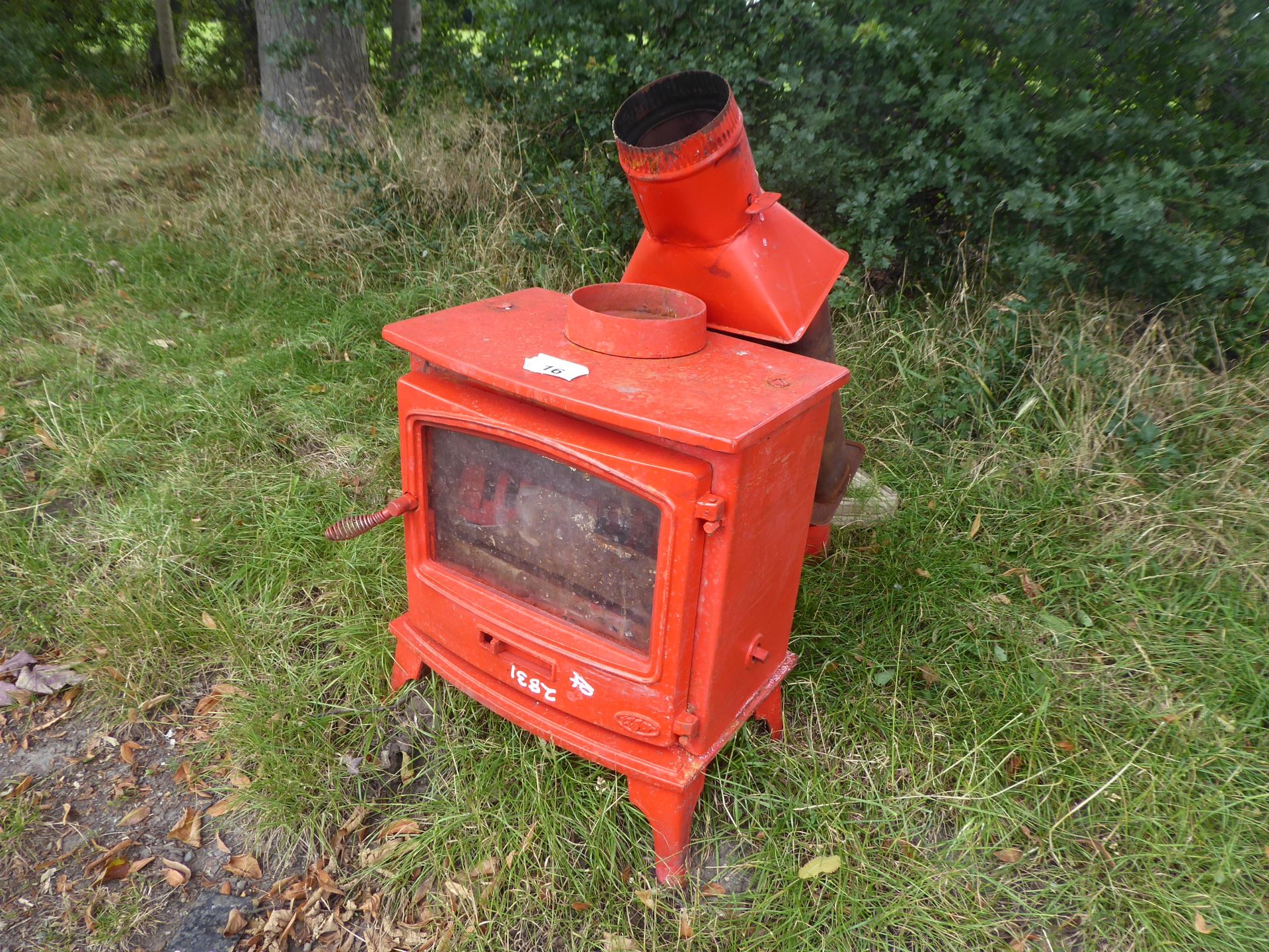 Log burner with home made radiator NO VAT