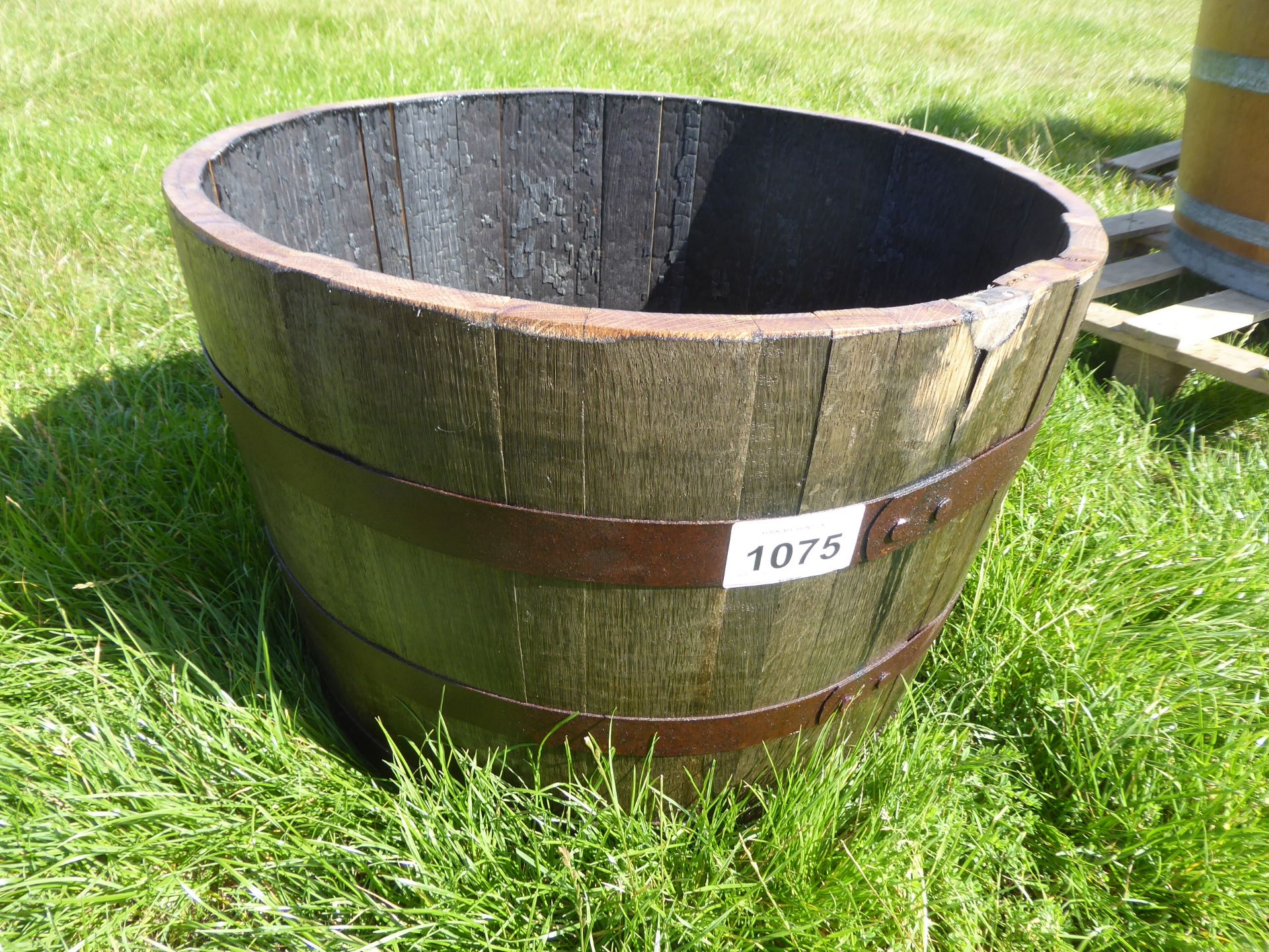 Half old oak whisky barrel planter NO VAT