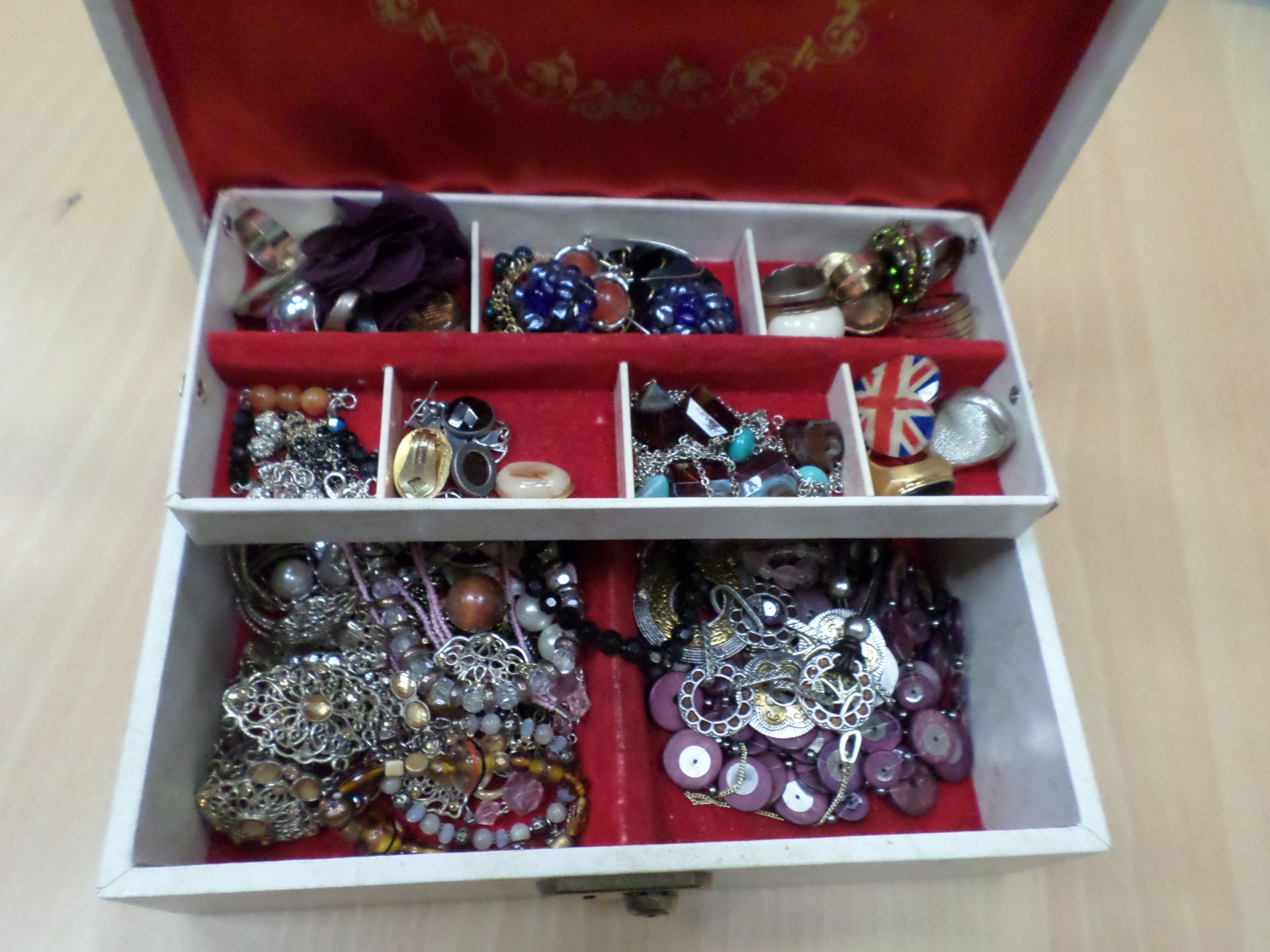 Jewellery box full of costume jewellery