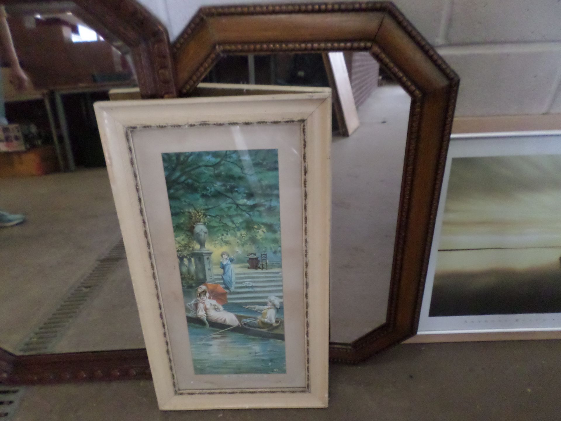 2 pictures, 2 oak framed mirrors - Image 2 of 3
