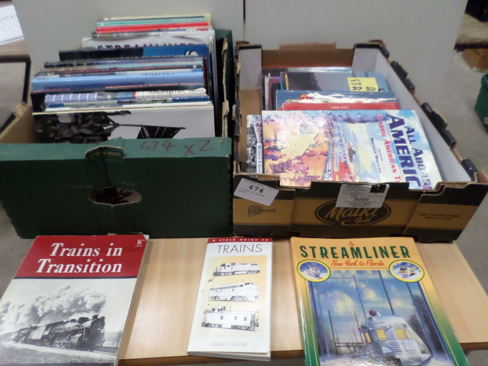 2 boxes of railway books