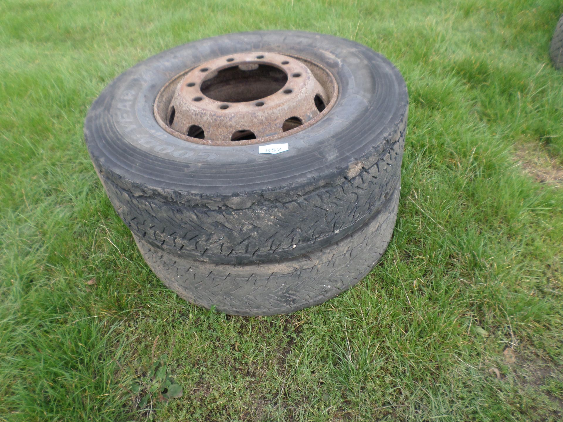 Pair 295/80 tyres on rims