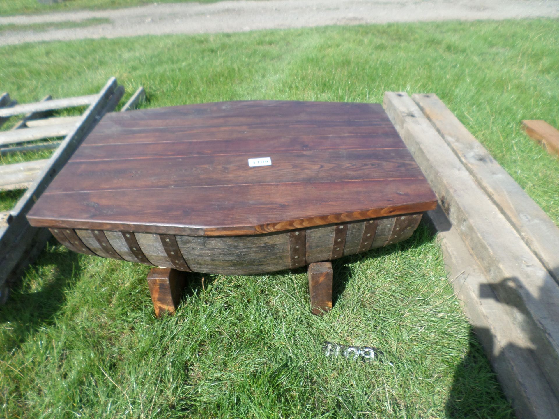 Oak barrel table NO VAT