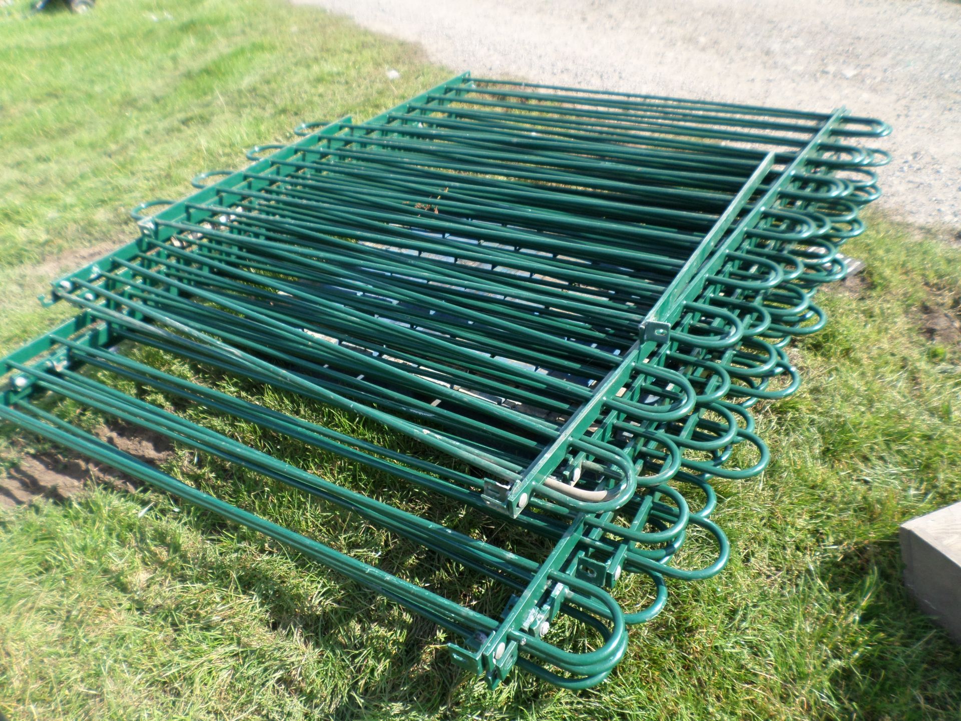 8 green powder coated bow top fence panels 1.8m high