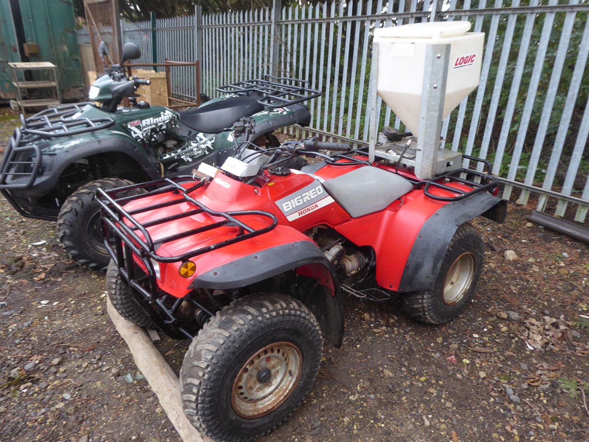 Honda 4x4 Big Red 300cc quad c/w Logic electro seeder and controls, good runner, no V5 NO VAT