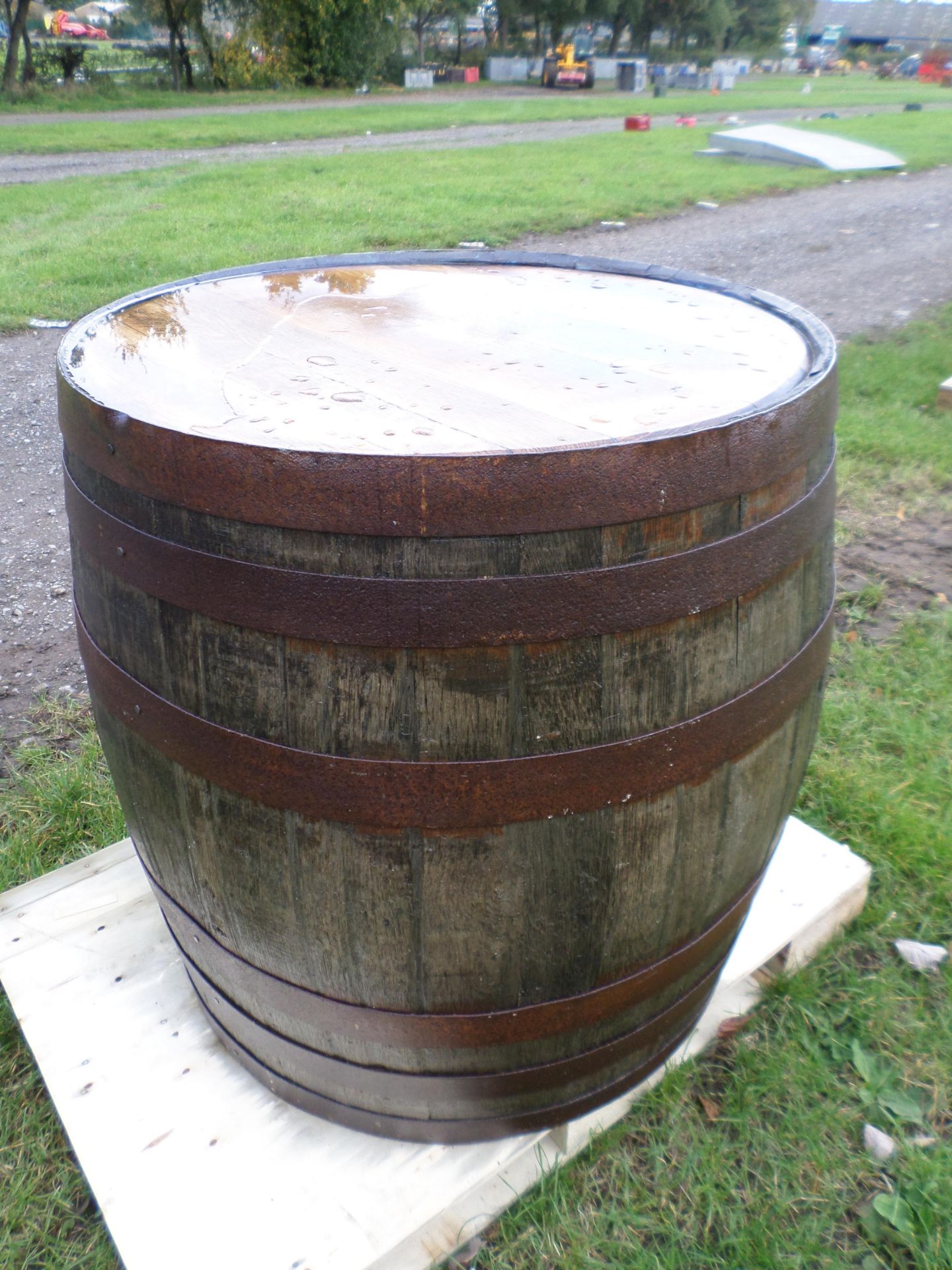 Polished tabletop oak barrel NO VAT - Image 2 of 2