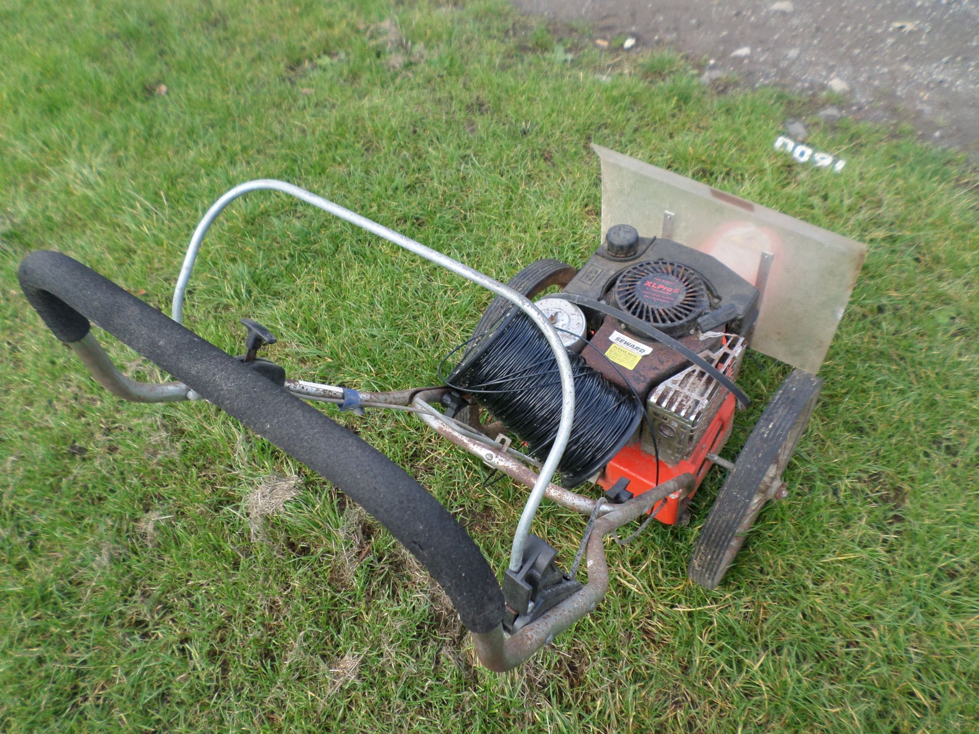 Seaward petrol driven wheeled brush cutter, belt needs attention, includes large reel NO VAT - Image 3 of 3