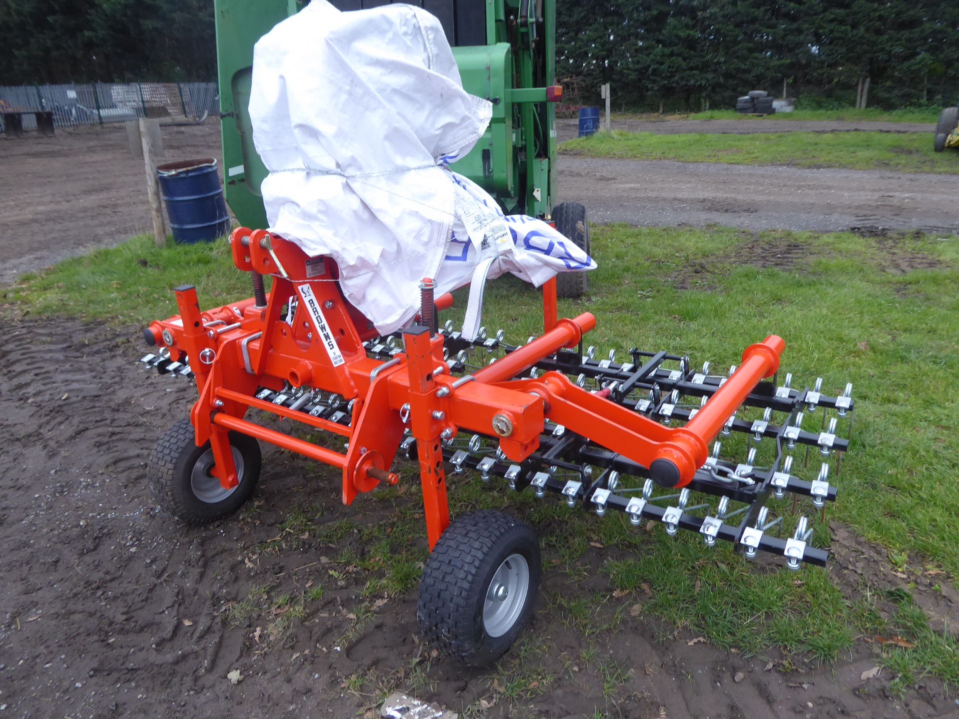 Brown 3m grass harrows c/w seeder, new