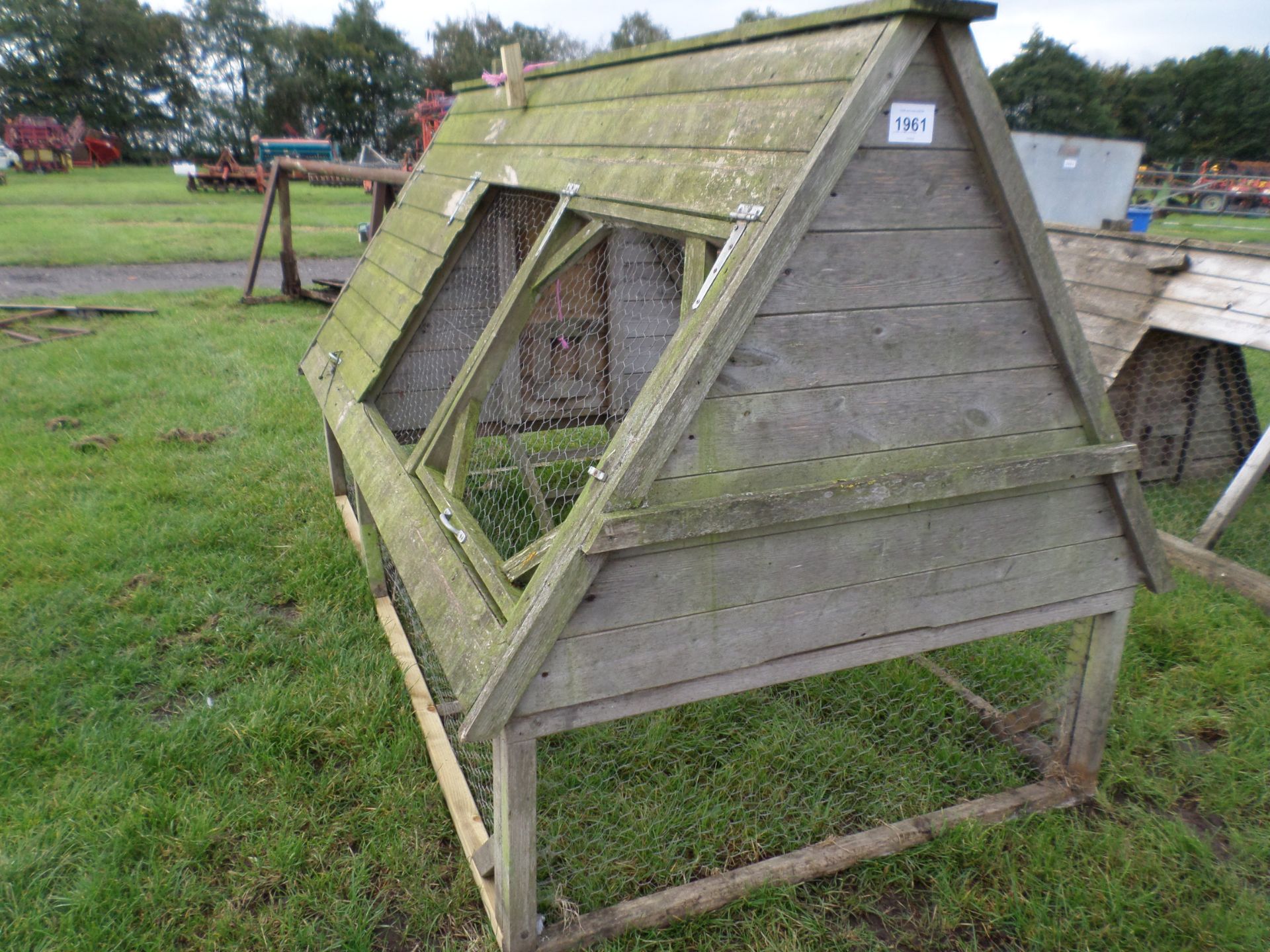 Chicken run with raised coop