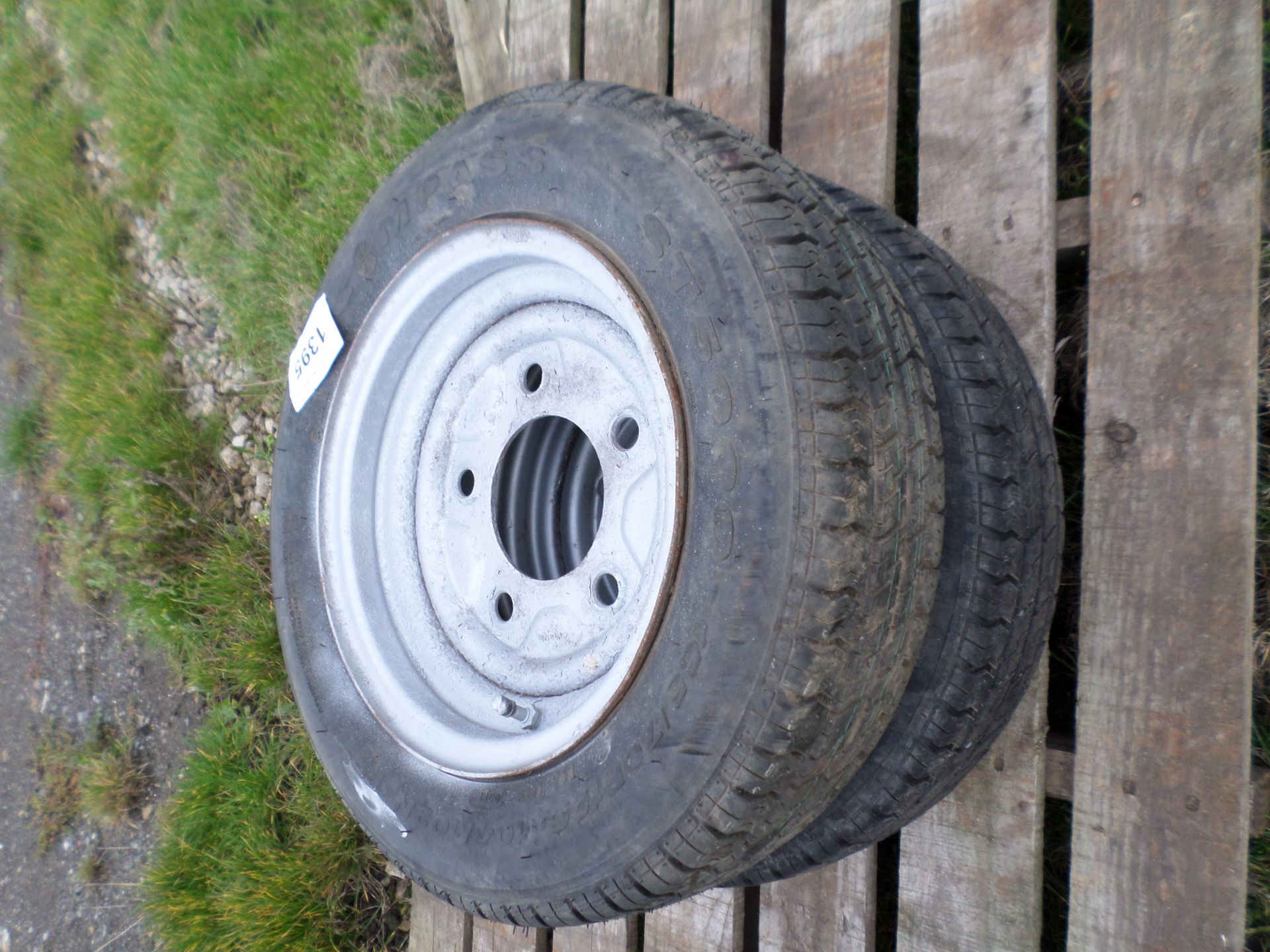 Pair Ifor Williams 12" trailer wheels/tyres - Image 2 of 2