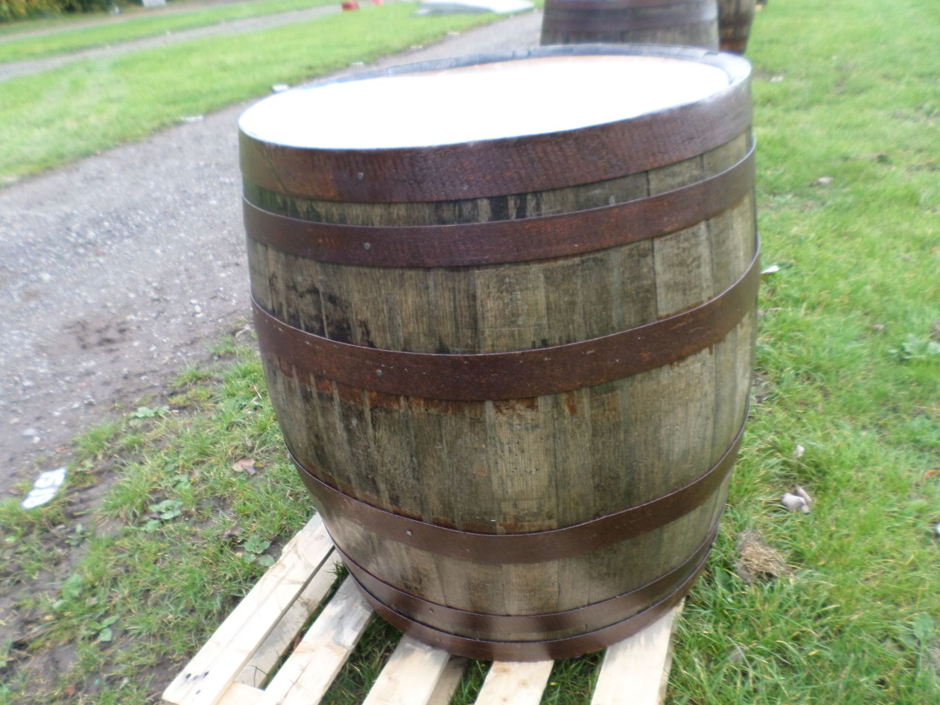 Polished tabletop oak barrel NO VAT - Image 2 of 2