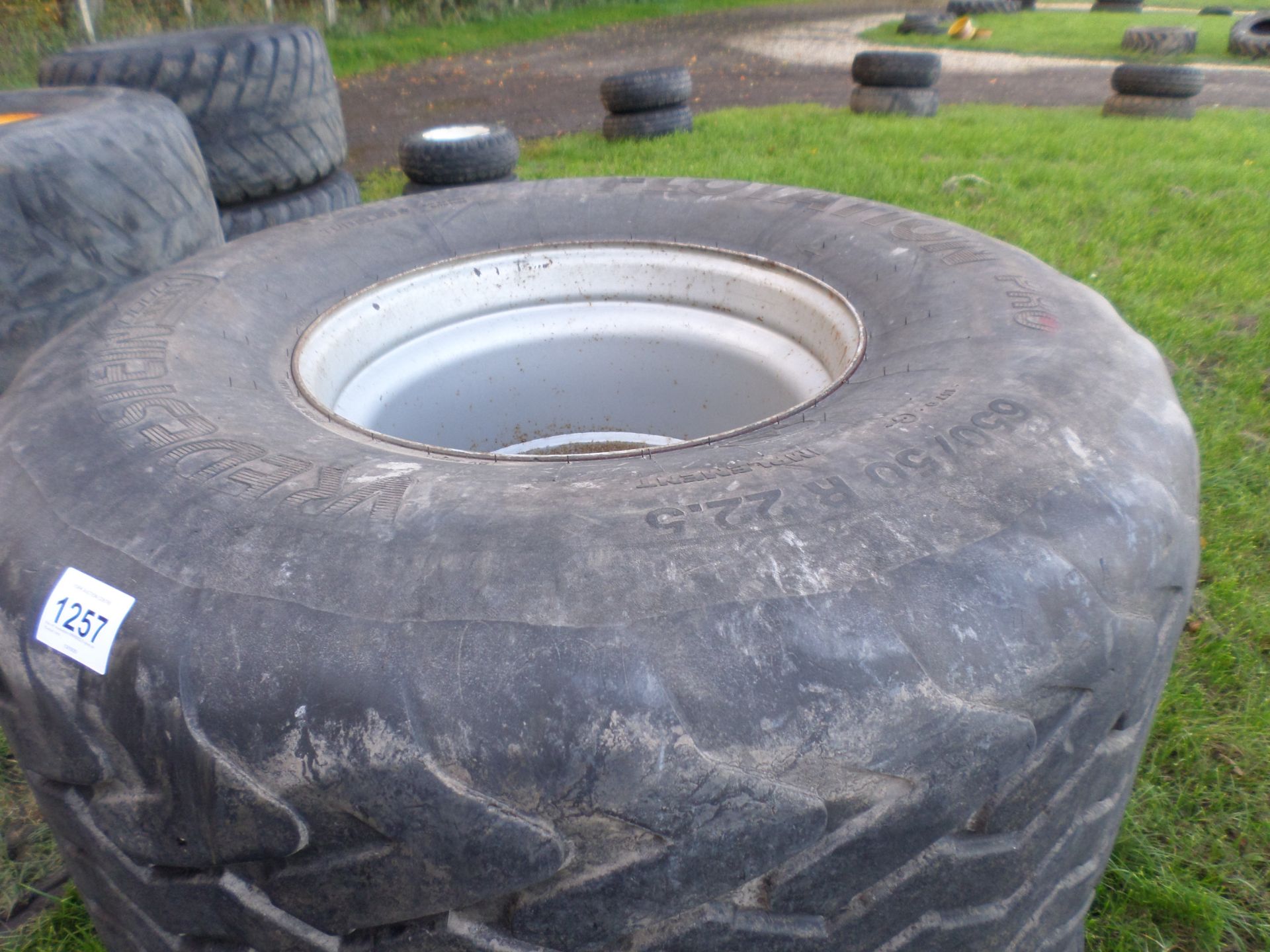 Pair of Vredestein 650/50/22.5 tyres on 10-stud rims