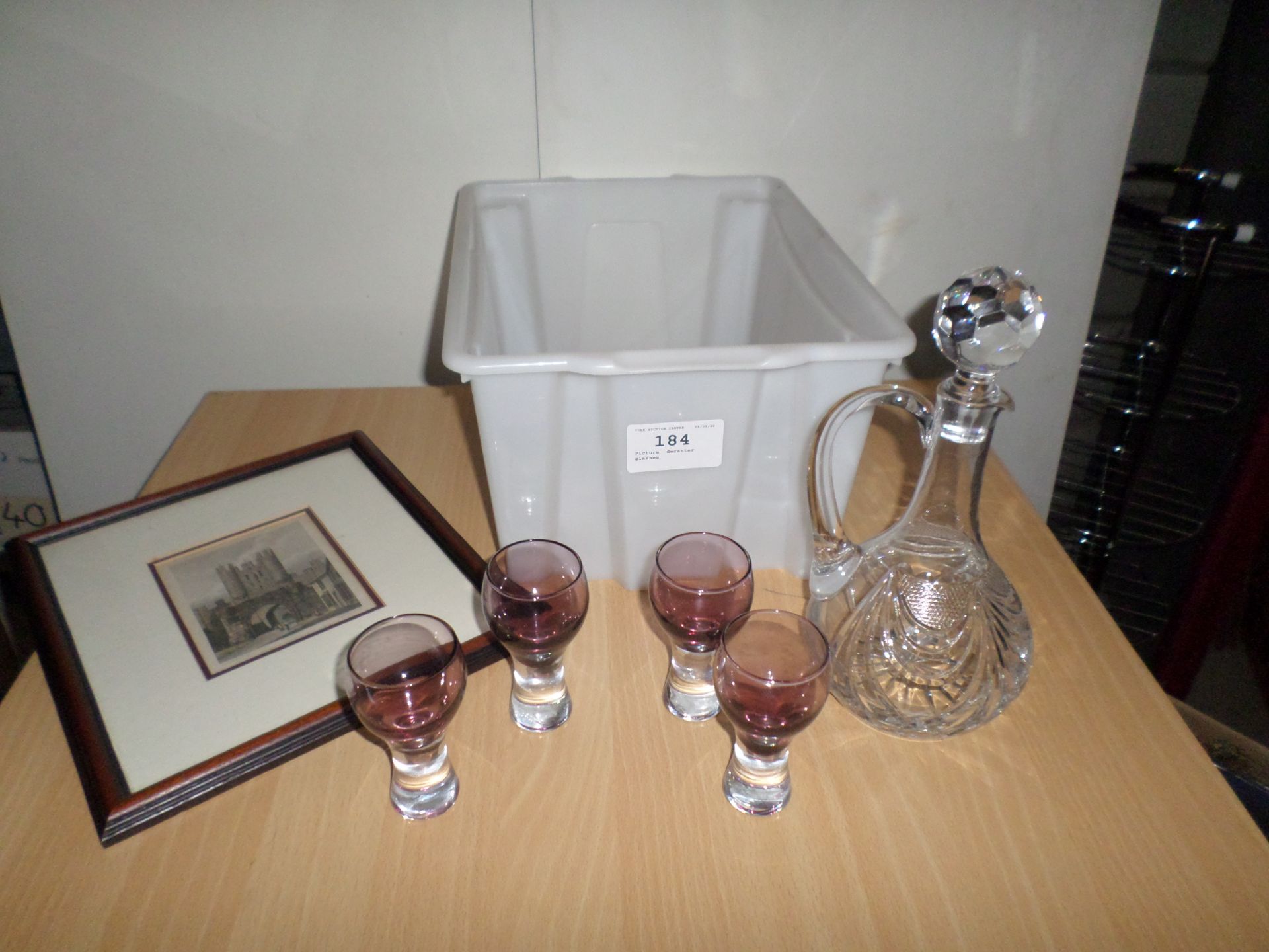 Picture, decanter, glasses