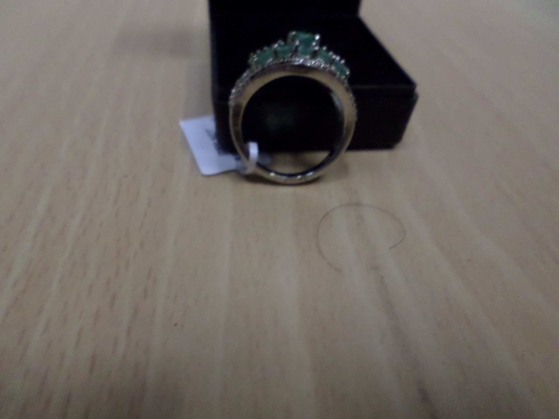 Hallmarked silver emerald ring - Image 2 of 2
