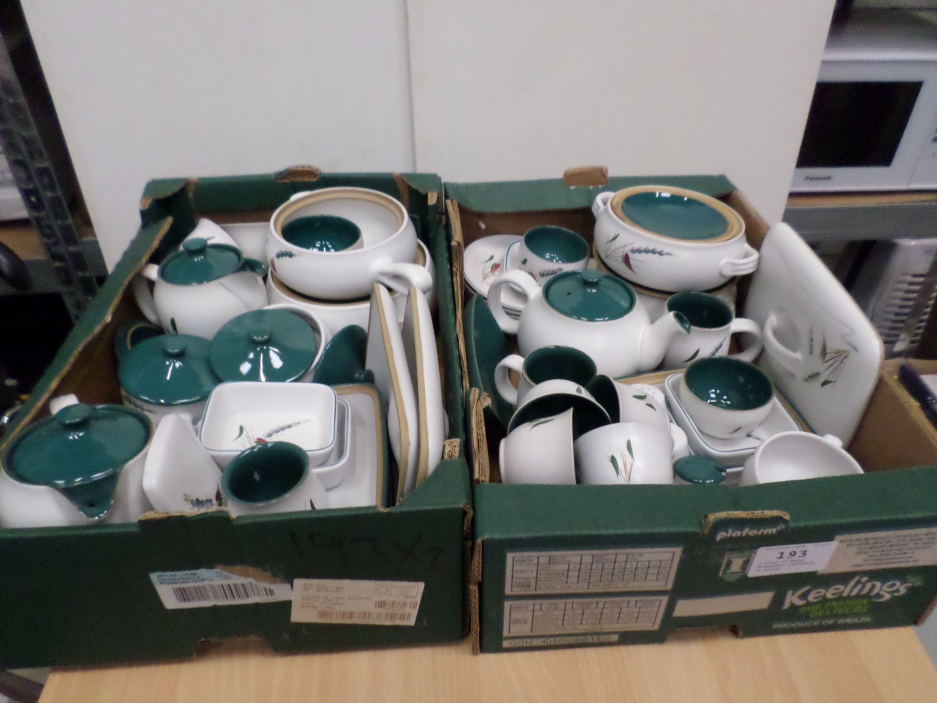 2 boxes of Denby Greenwheat tableware, 54 pieces