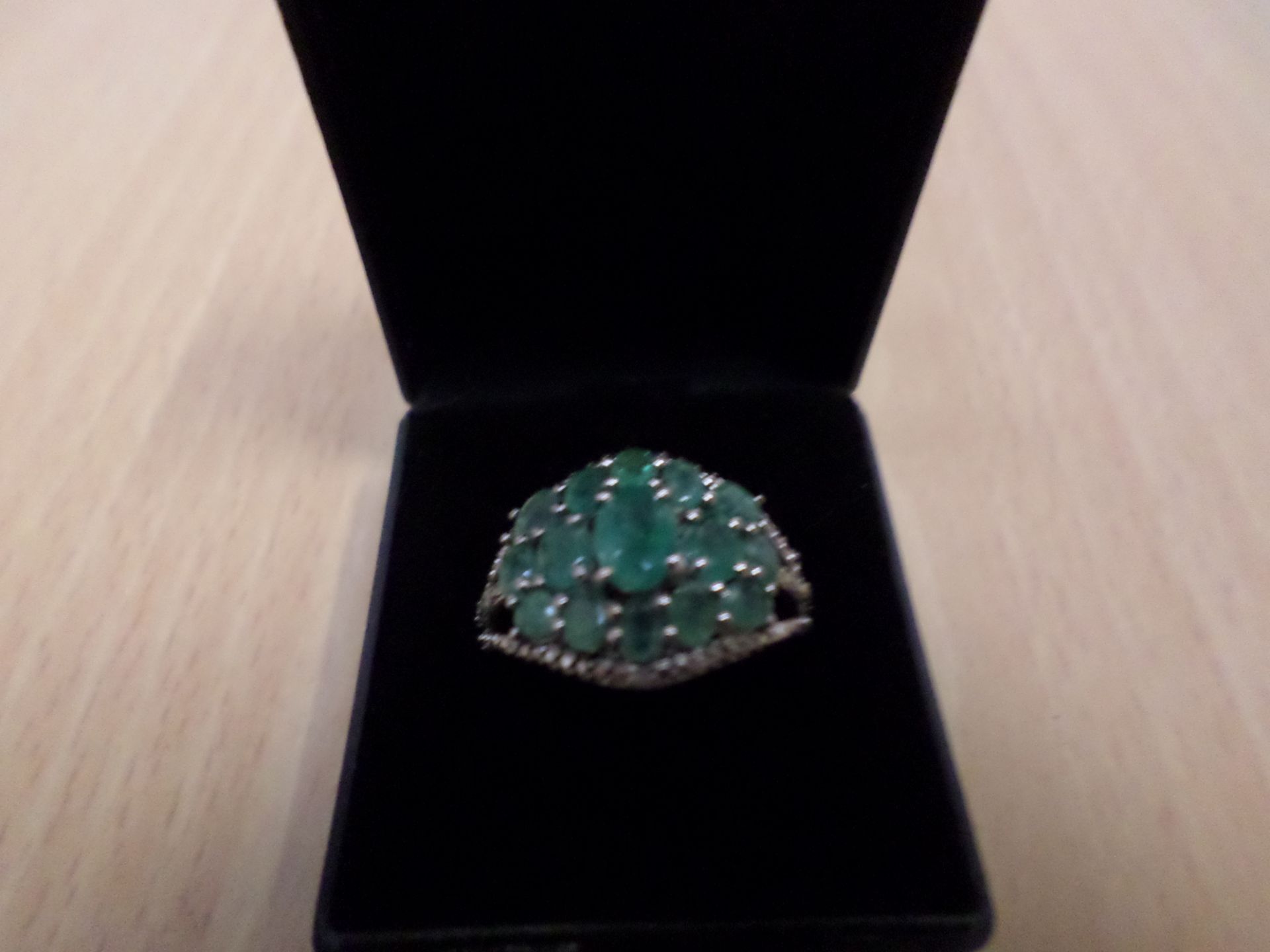 Hallmarked silver emerald ring