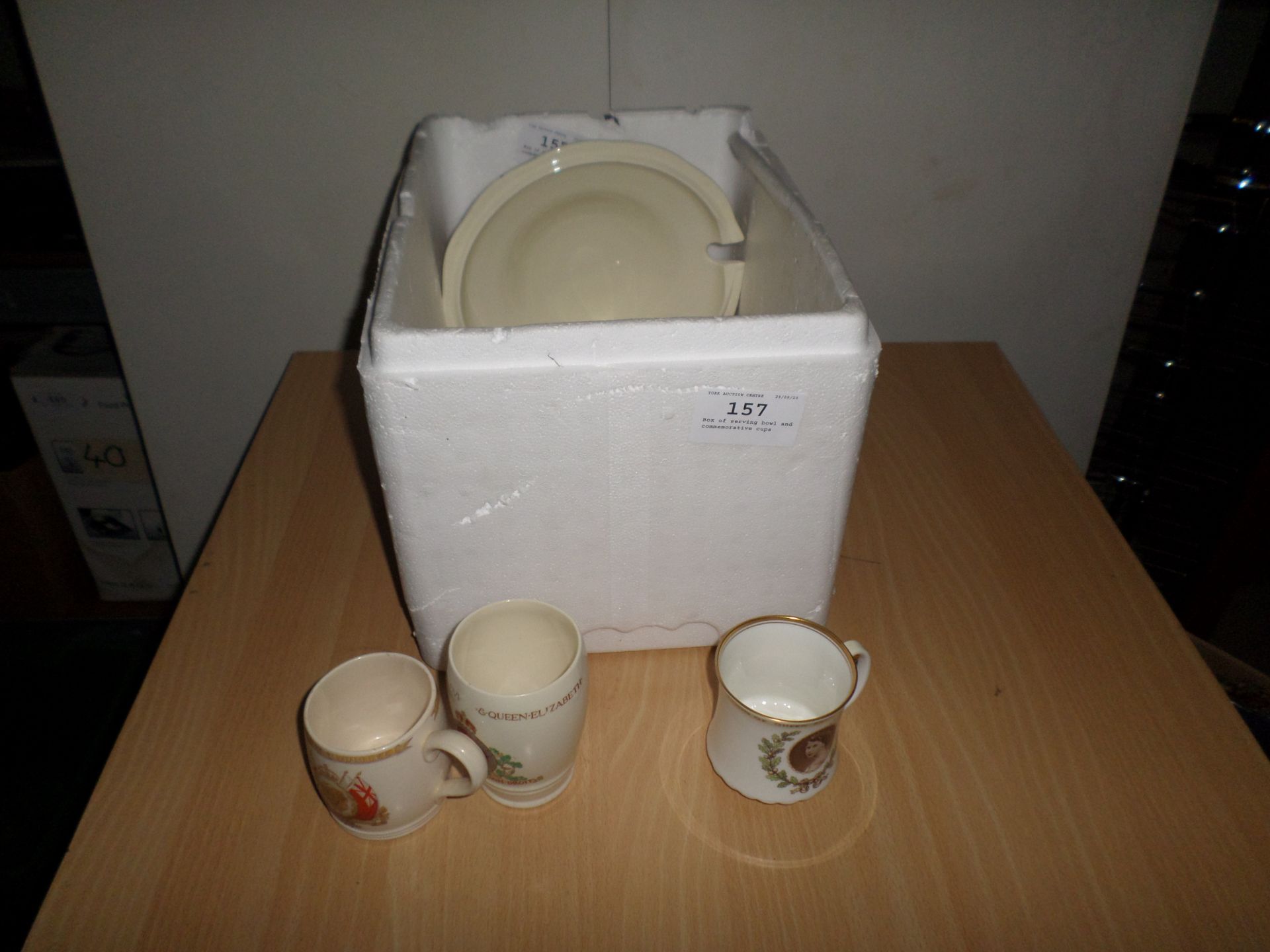 Box of serving bowl and commemorative cups