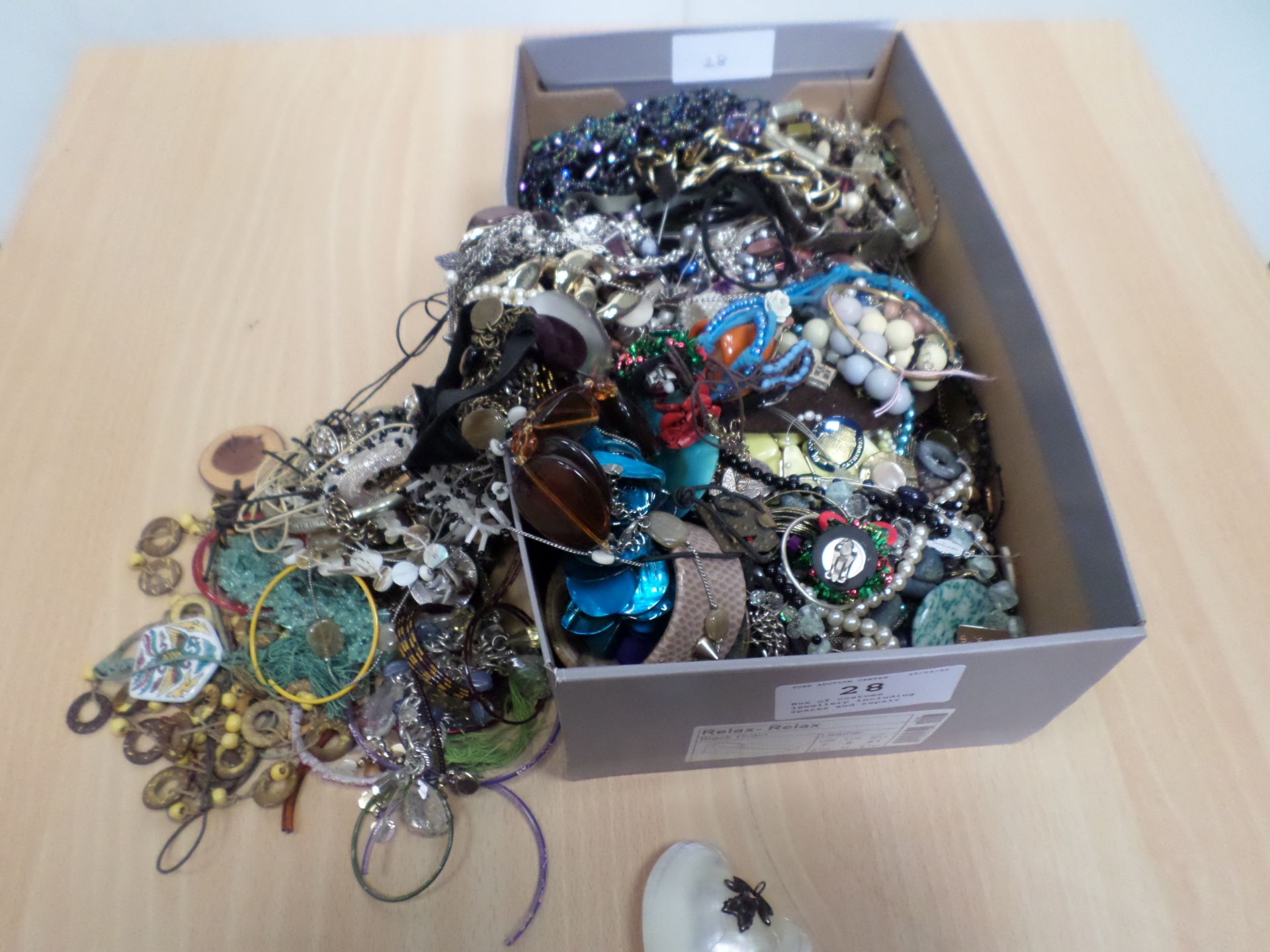 Box of costume jewellery including spares and repair