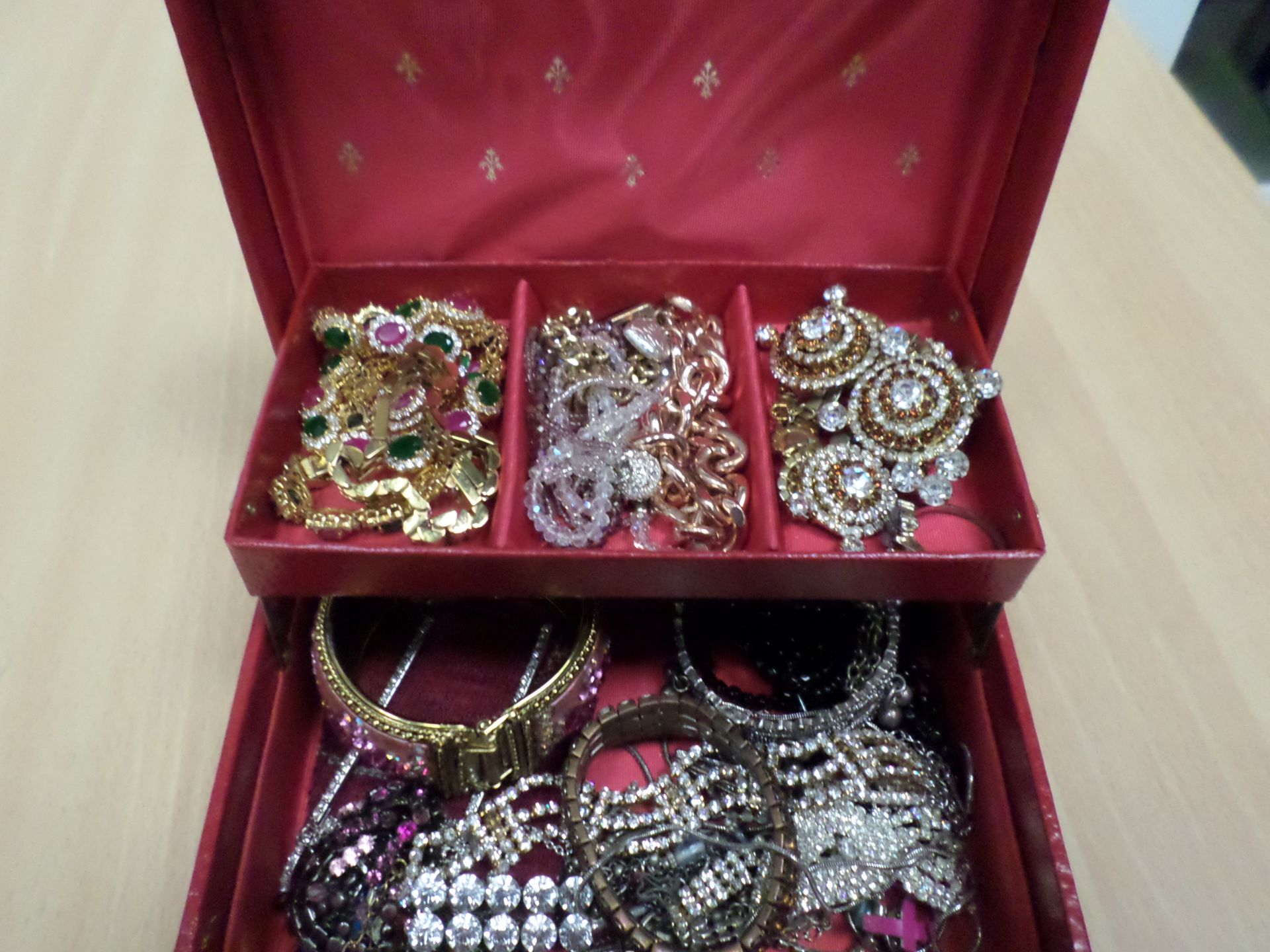 Red box of jewellery