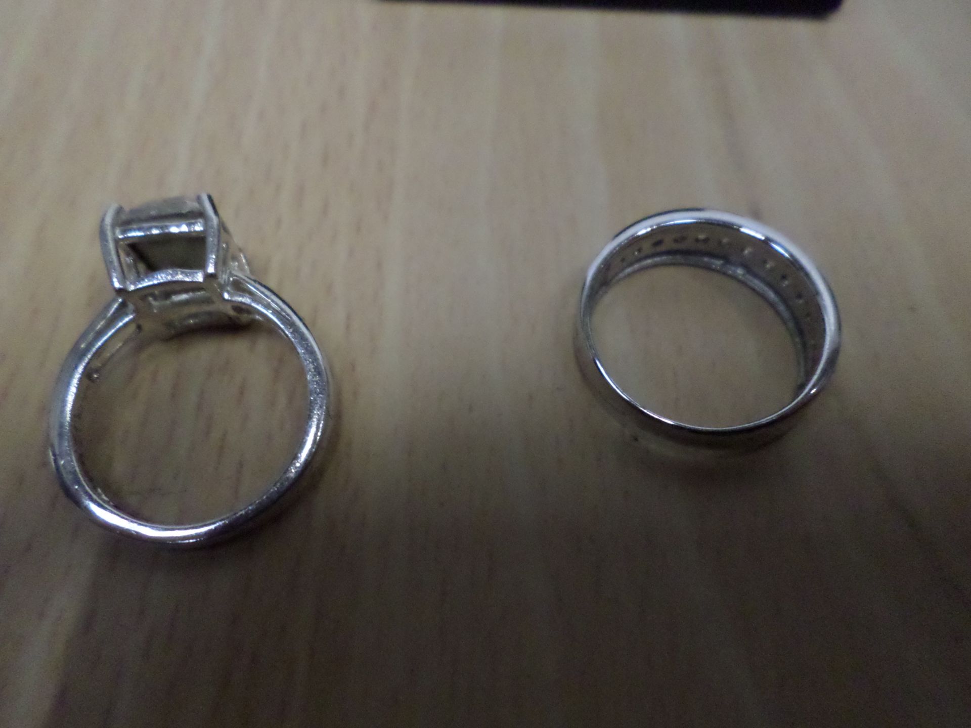 2 hallmarked cubic zirconia silver rings - Image 2 of 2