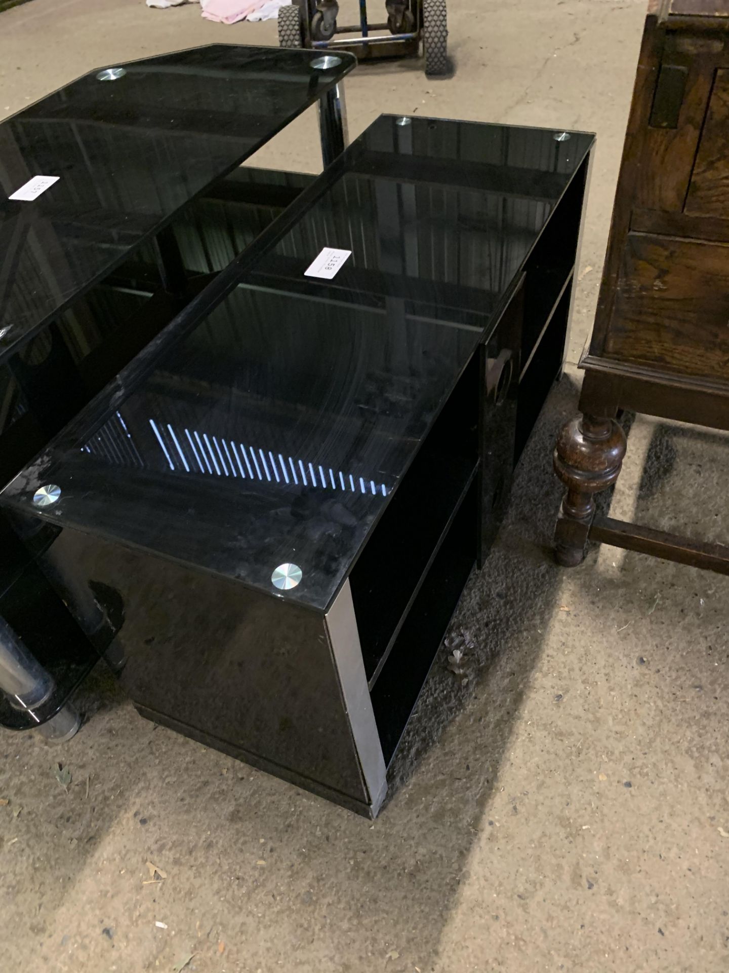 Black glass TV/coffee table