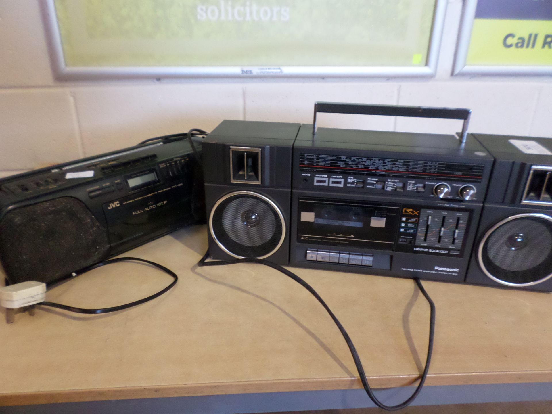 Panasonic ghetto blaster and JVC cassette recorder