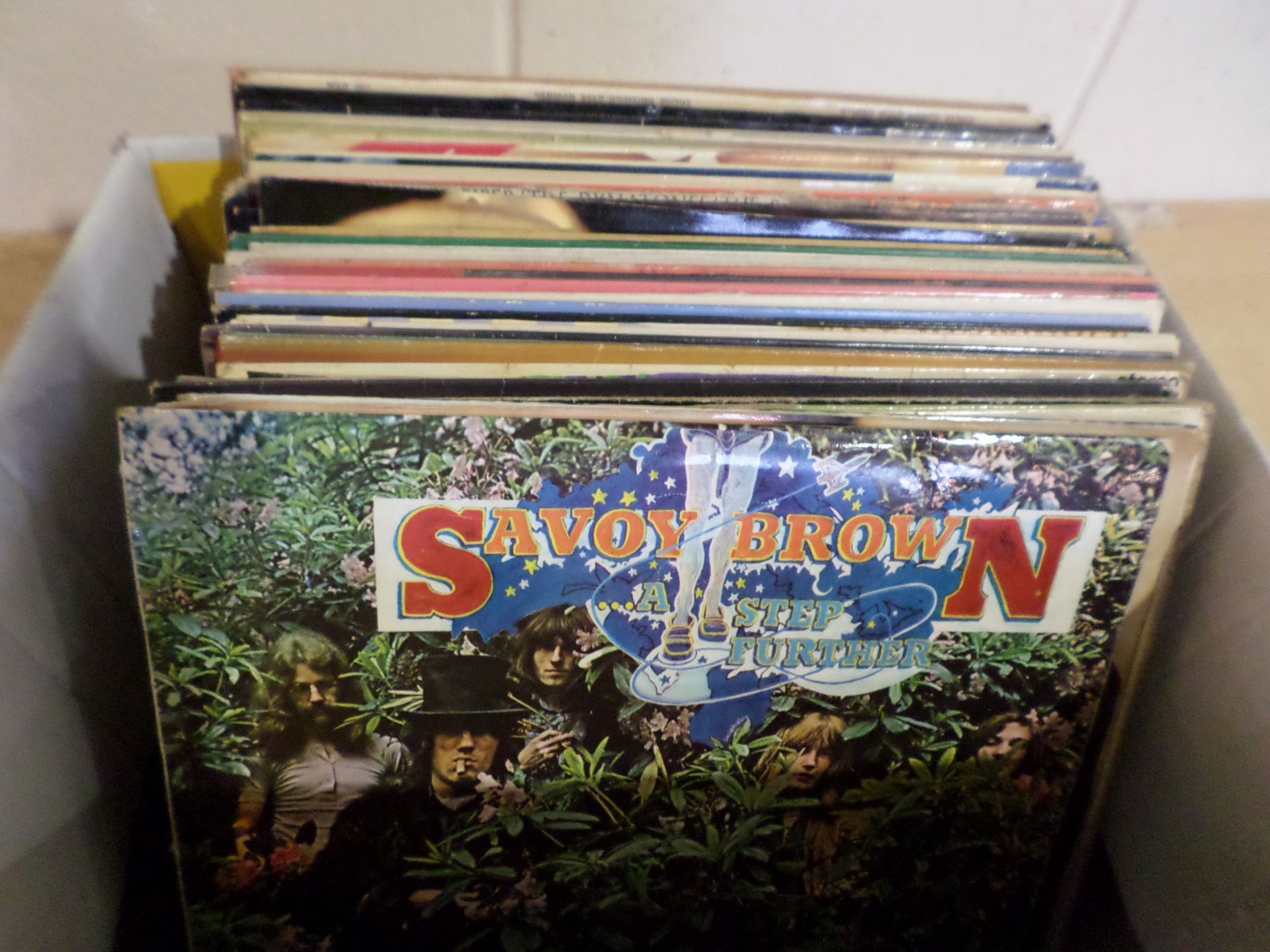 Box of LP records including Rolling Stones & Beatles