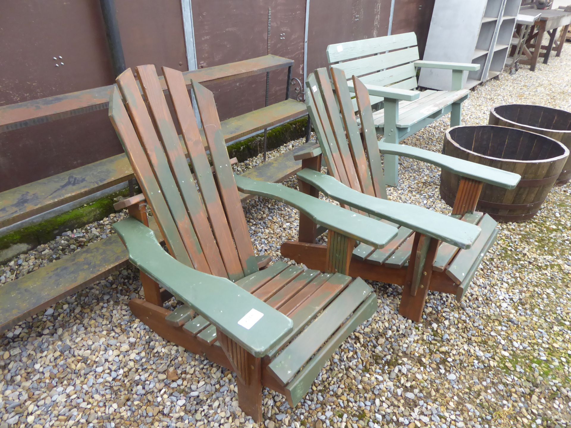 Pair of Adirondack garden chairs