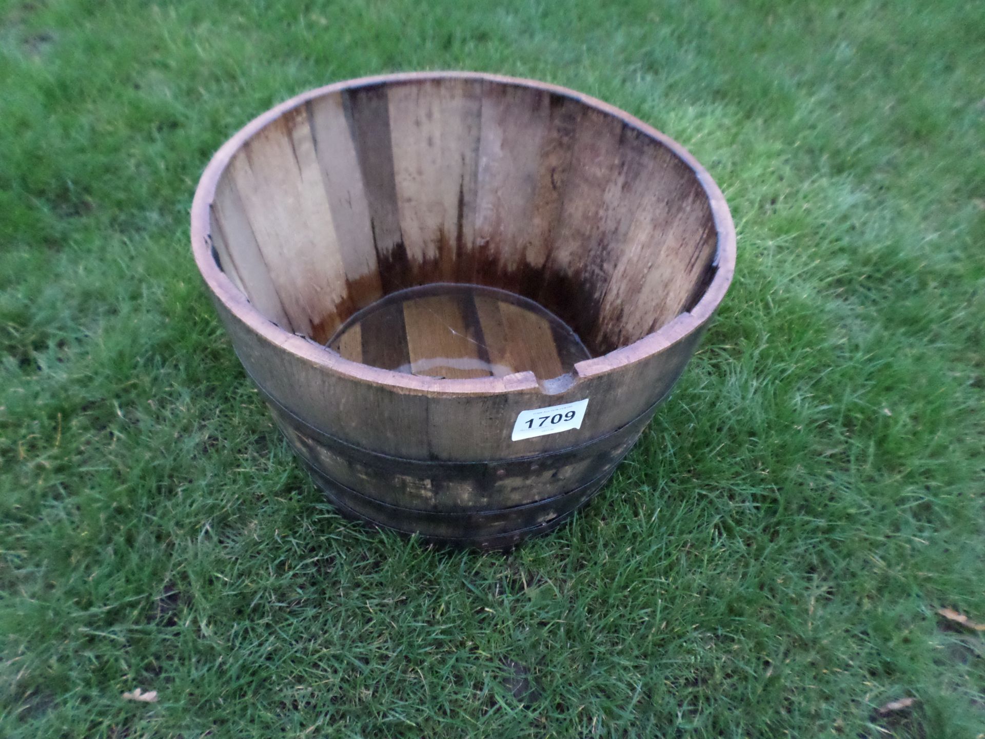 Old oak barrel planter NO VAT