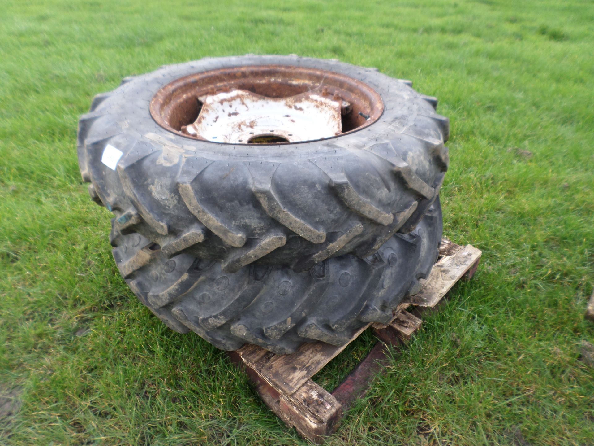 2 rear tractor wheels and tyres