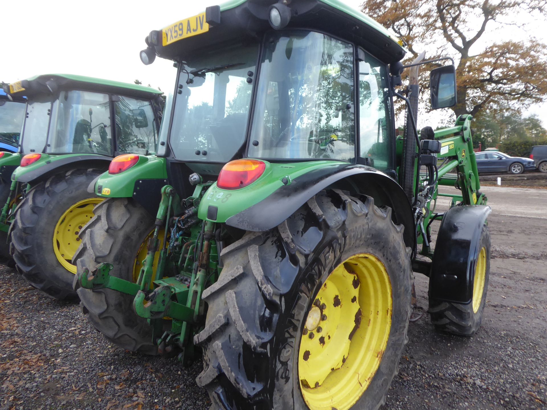 John Deere 5080R tractor with loader, 10959 hours, YX59 AJV, good condition. Loader has oil leak - Image 2 of 6