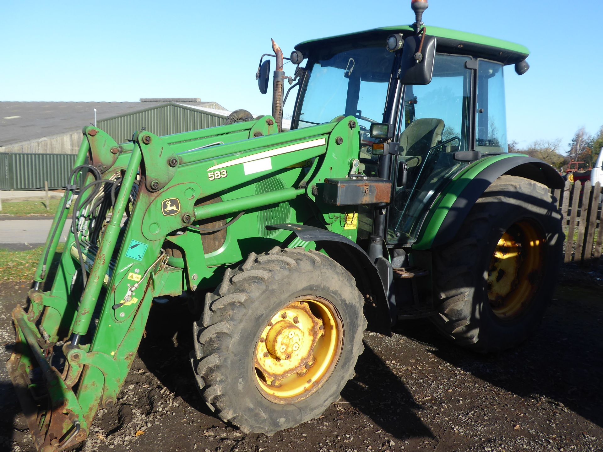 John Deere 5080R tractor c/w loader, 8249 hours, YX59 AJU, fair condition