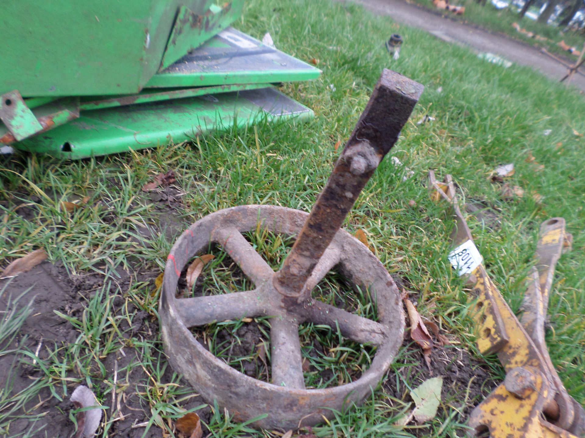 Cast iron wheel on axle