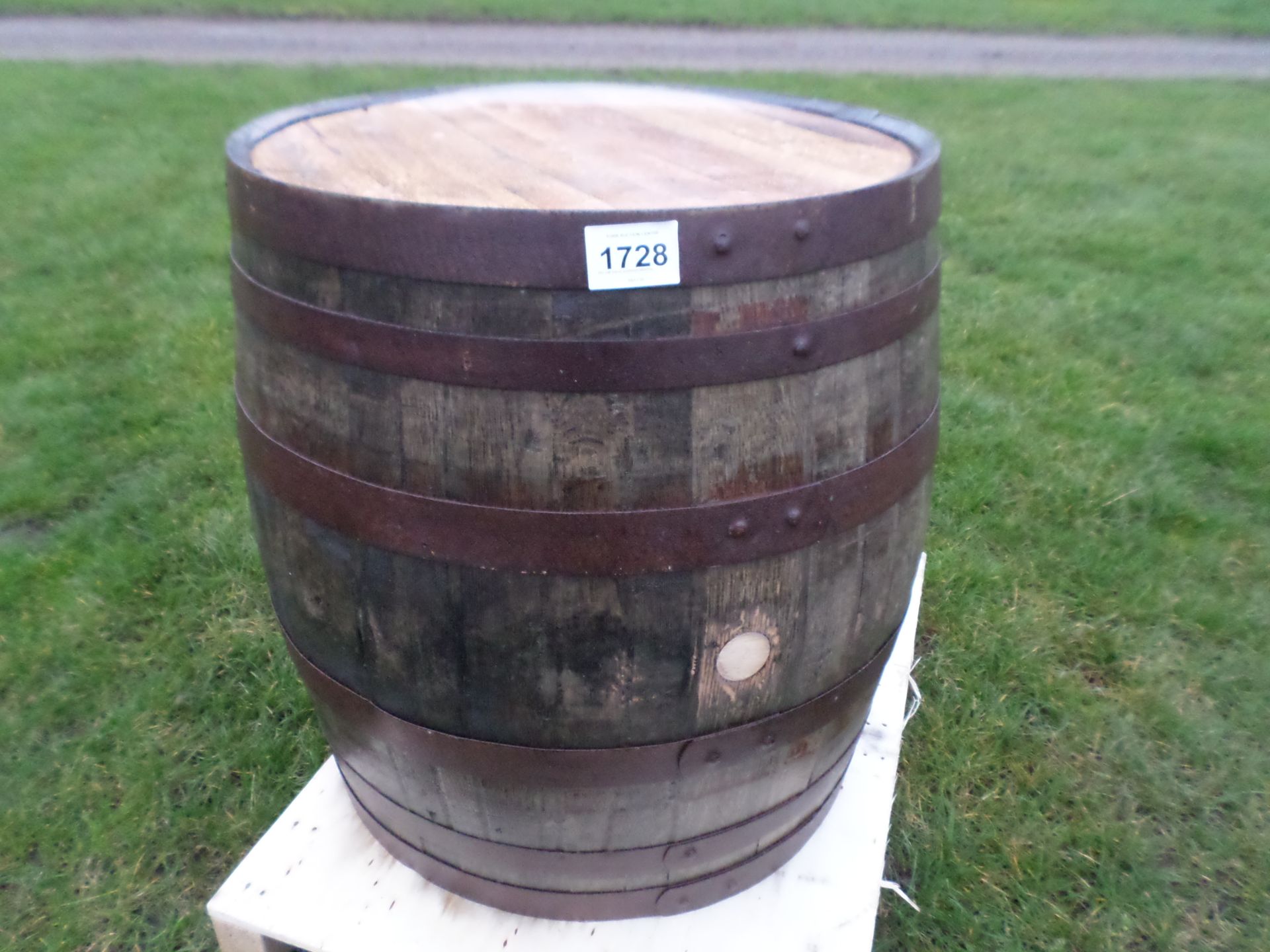 Old oak barrel polished tabletop NO VAT