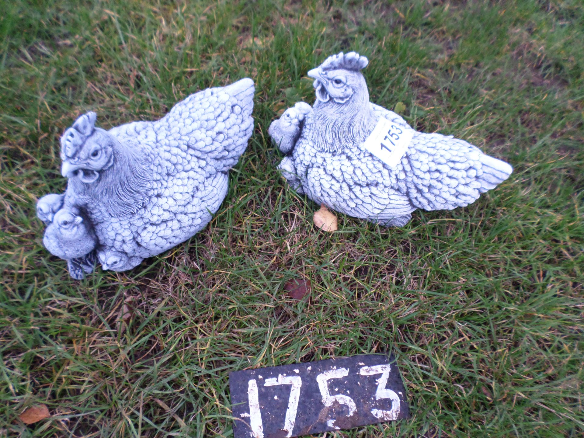 Pair of stone chickens NO VAT