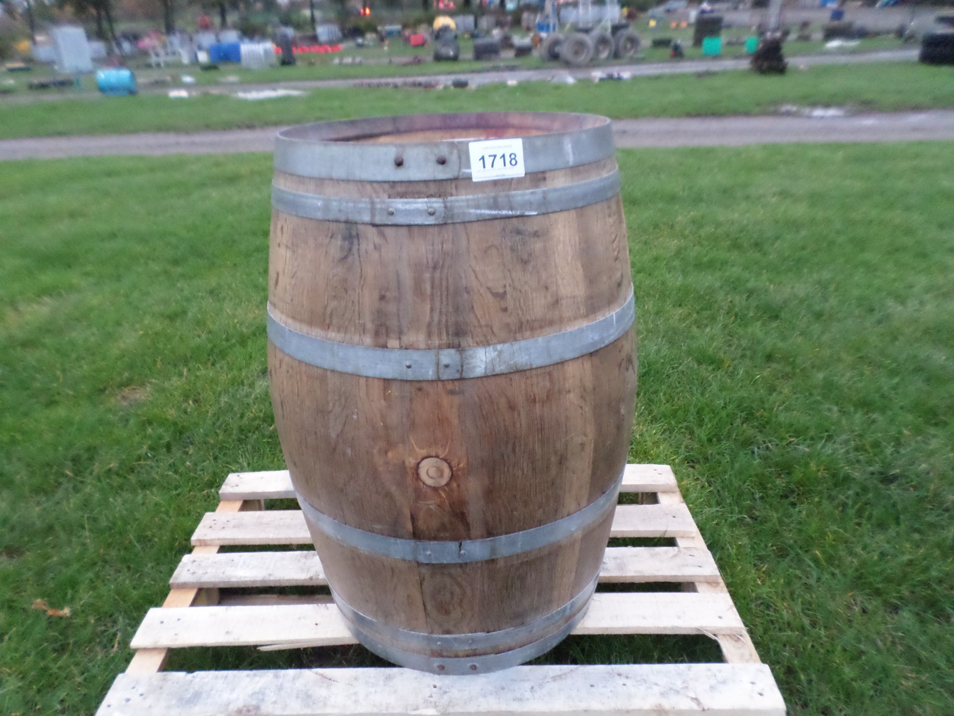 Old oak barrel with galvanised bands NO VAT