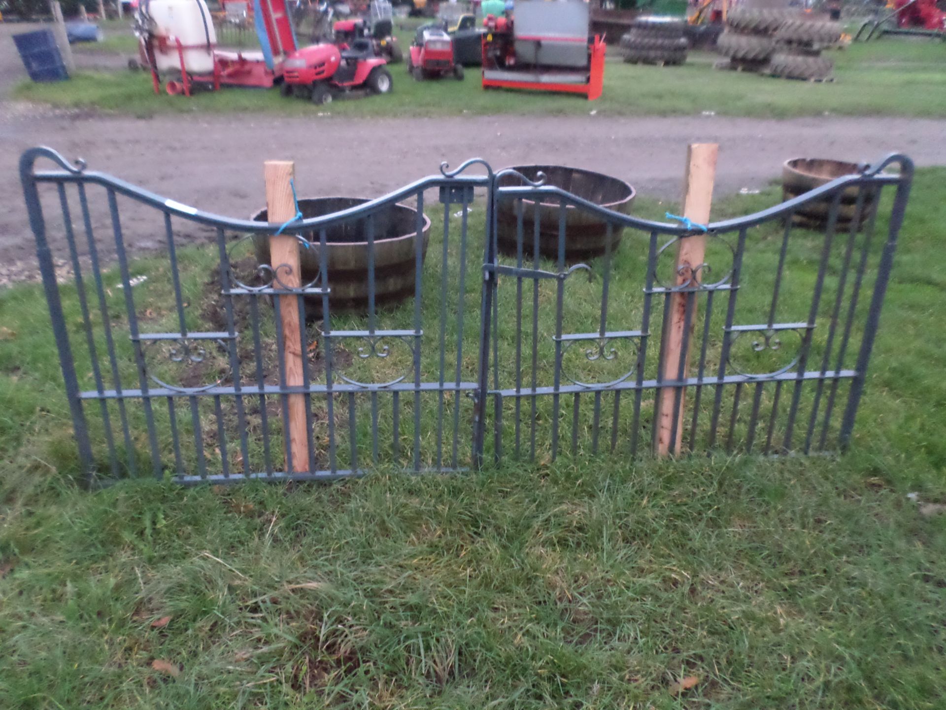 Pair of heavy wrought iron garden gates approx total opening 8ft x 44" NO VAT