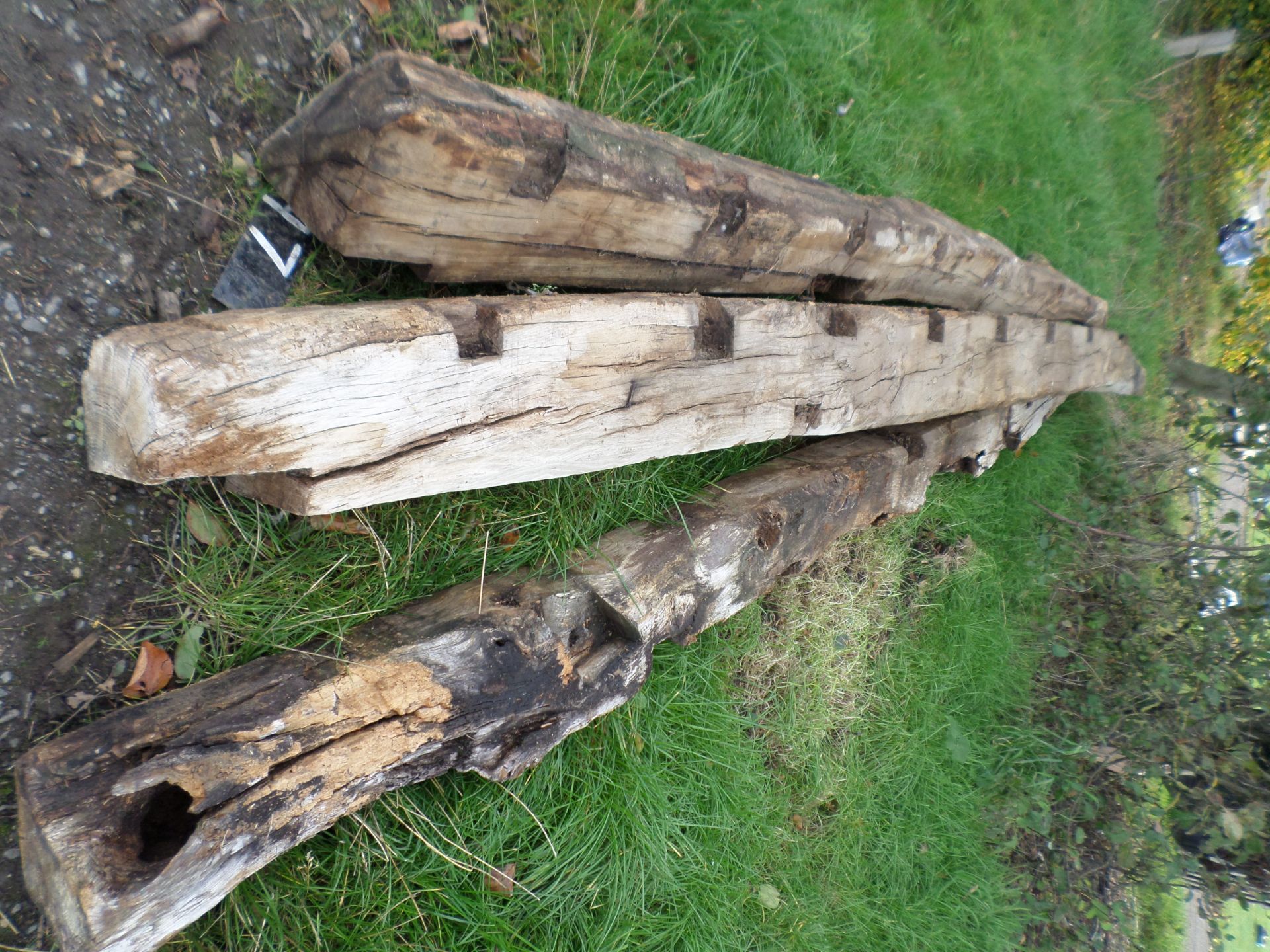 3 long old oak beams