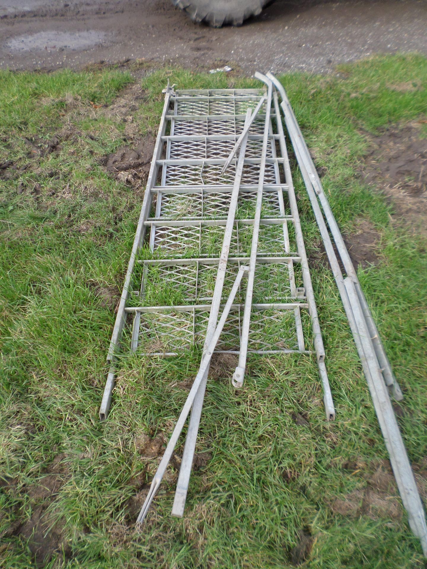 Galvanised steps c/w handrail - Image 2 of 2