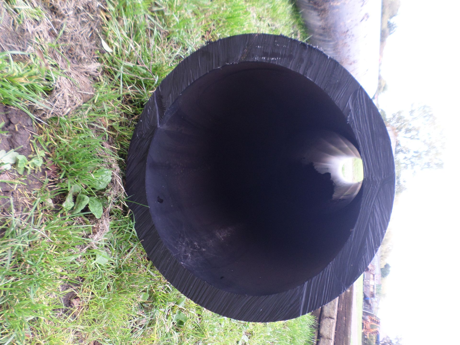Good quality plastic pipe, 60mm wall, 450mm inside diameter, roughly 6m lengths